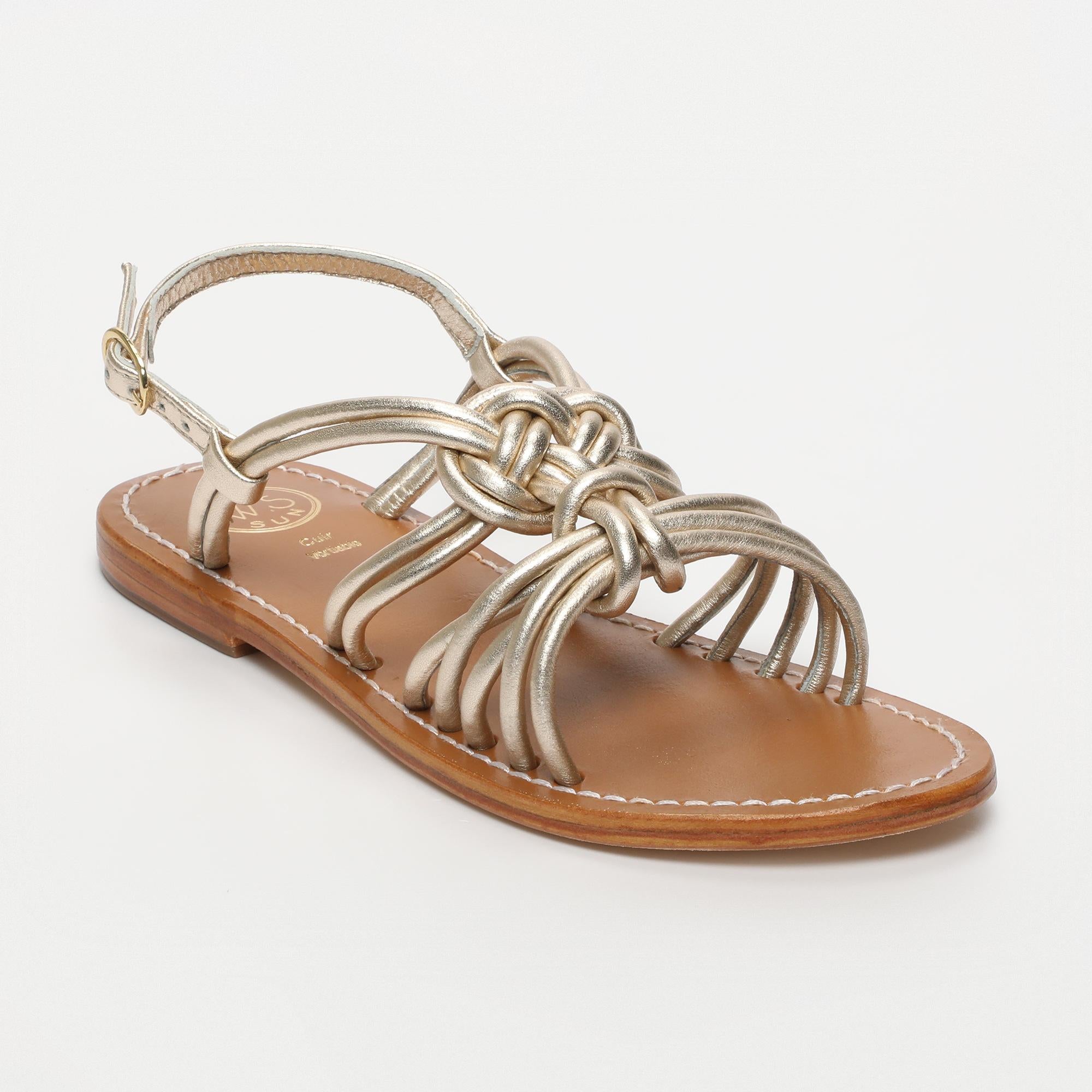 DAKSHATA sandales en cuir platine