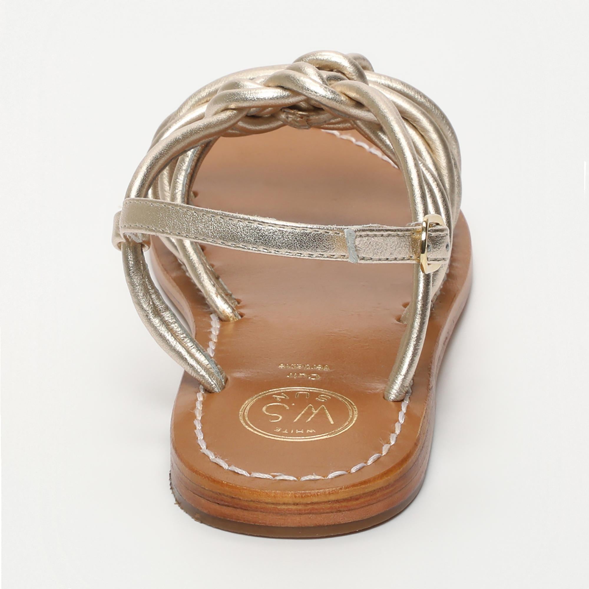 DAKSHATA sandales en cuir platine