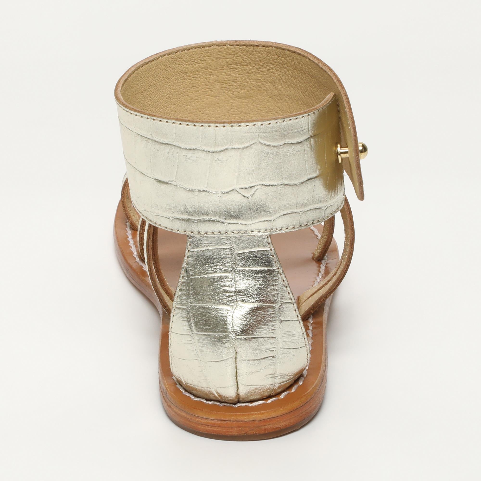 DARIKA sandales bracelet de cheville en cuir croco or clair