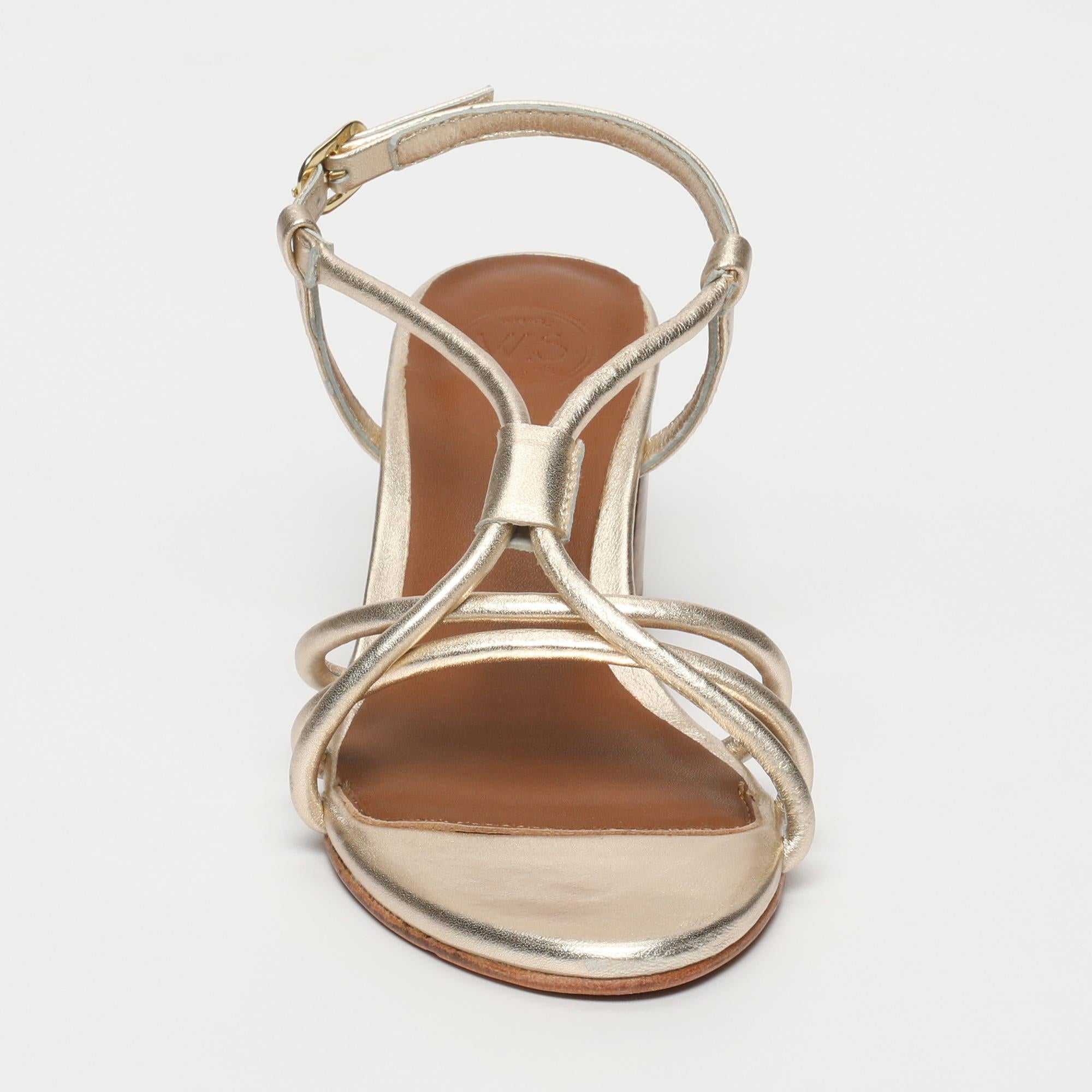 DARSHANA sandales talon en cuir platine