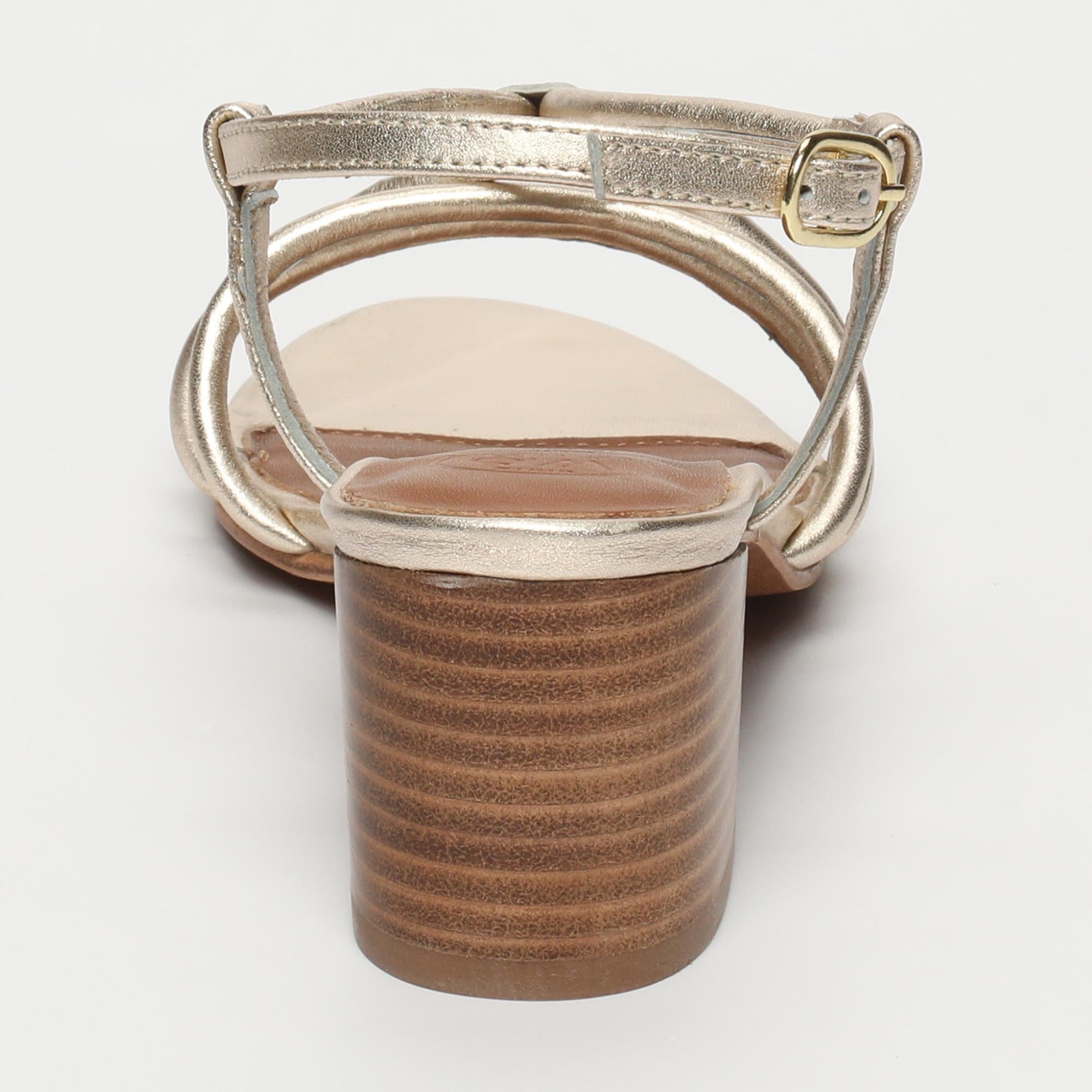 DARSHANA sandales talon en cuir platine