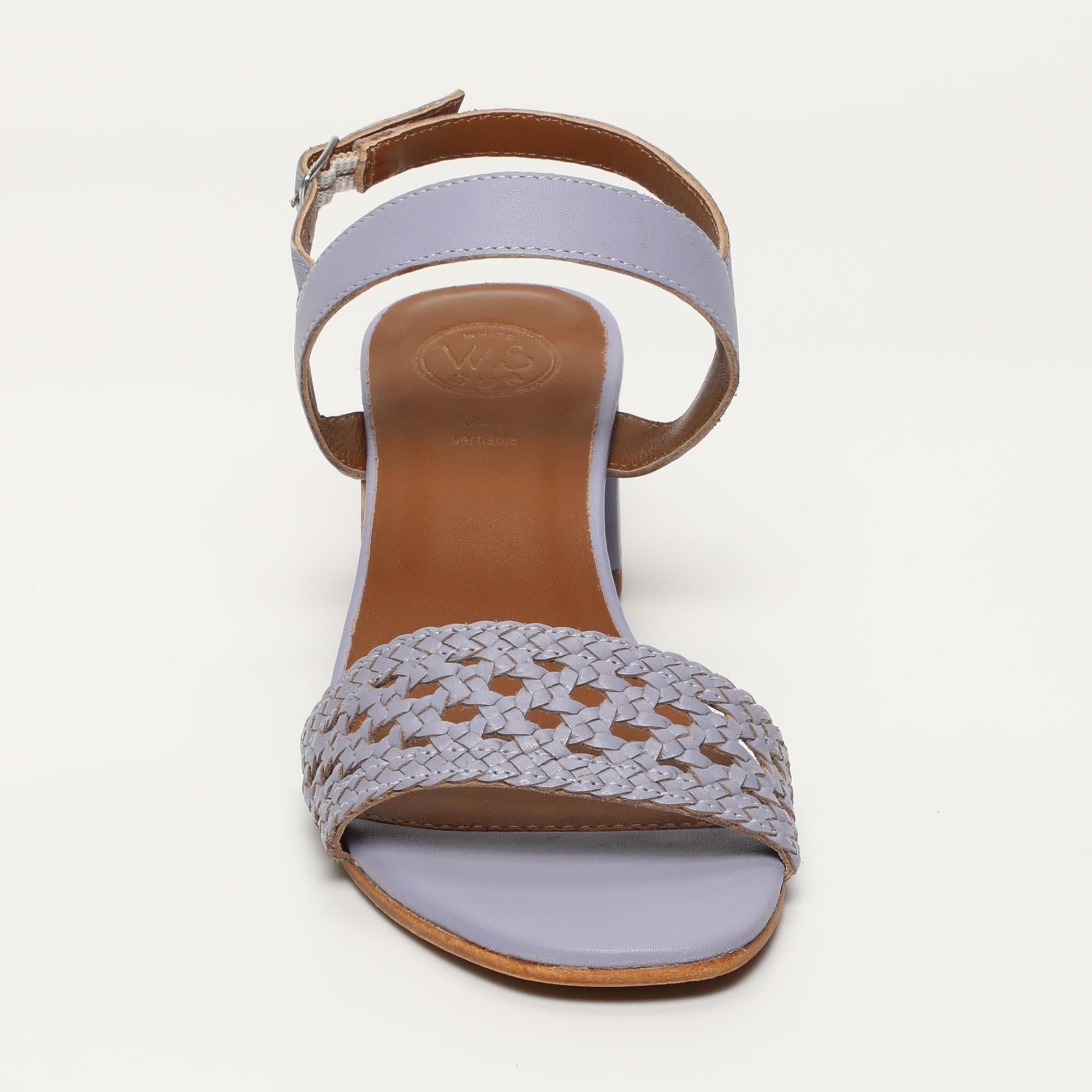 DEBJANI sandales talon tresse en cuir lavande