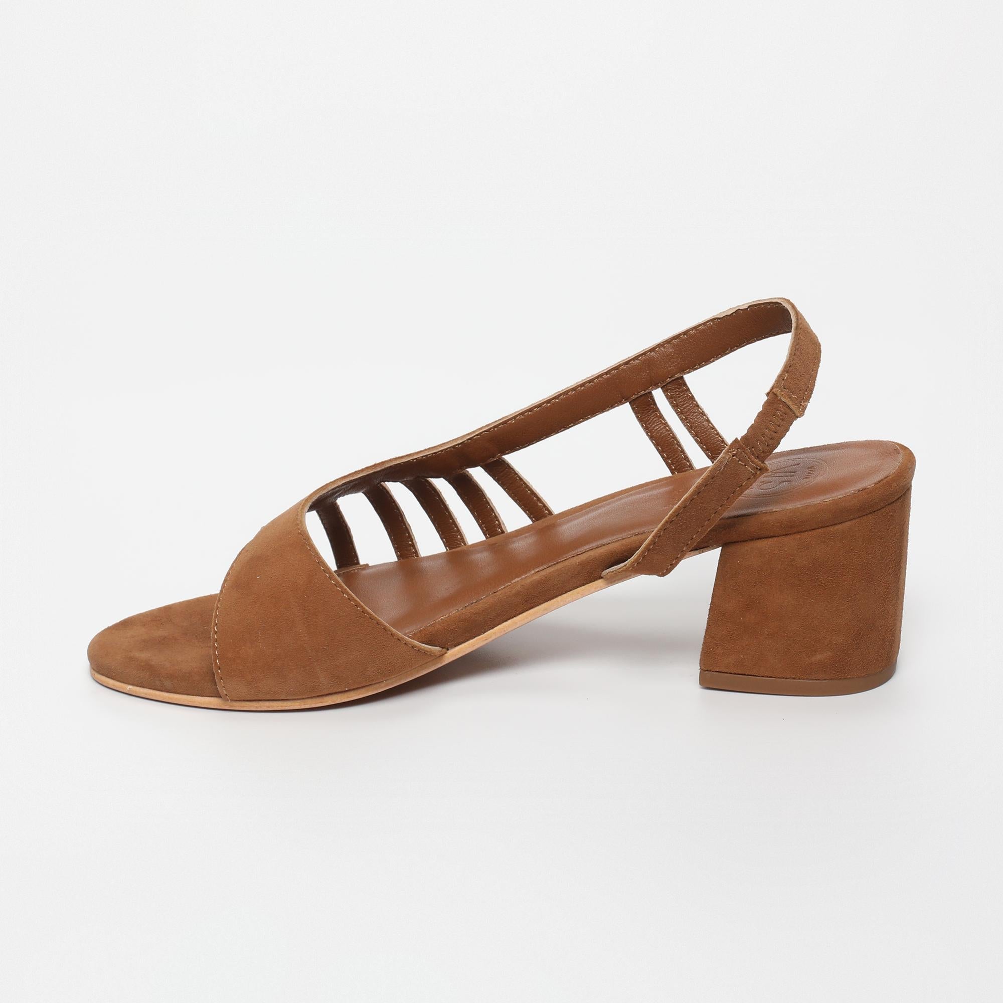 DEEKSHA sandales talon en cuir camel