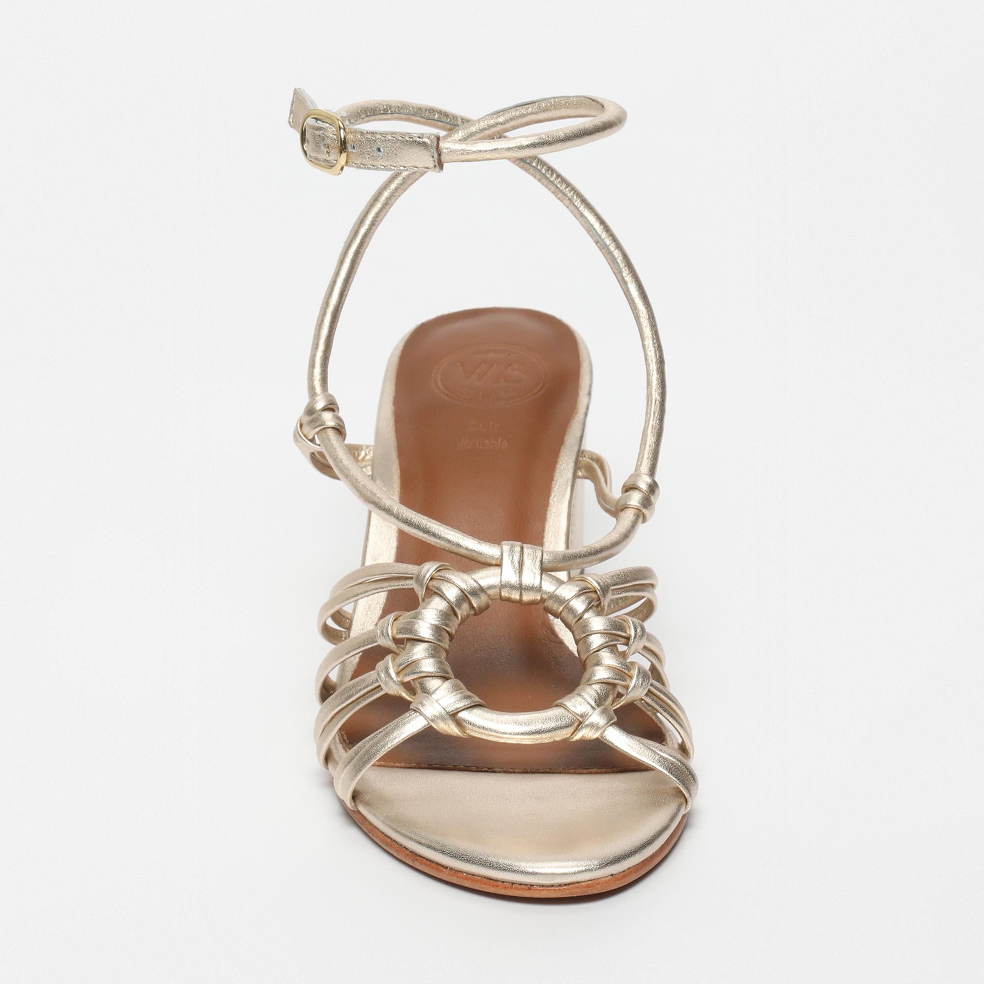 DEEKSHITHA sandales talon en cuir platine