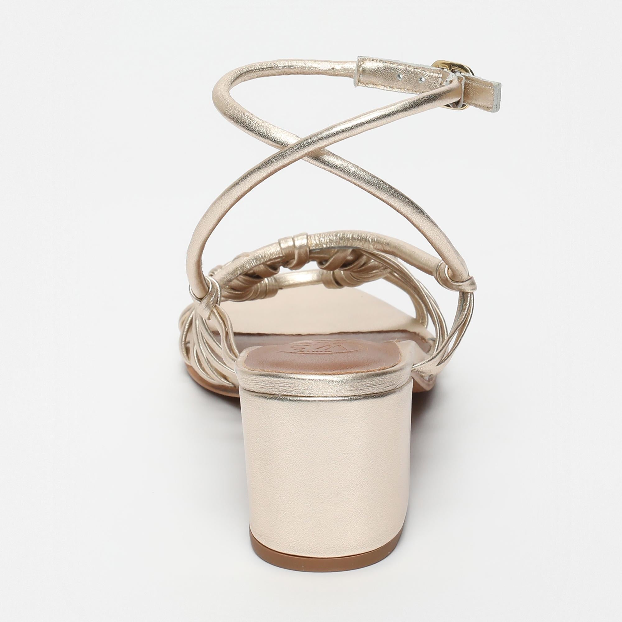 DEEKSHITHA sandales talon en cuir platine