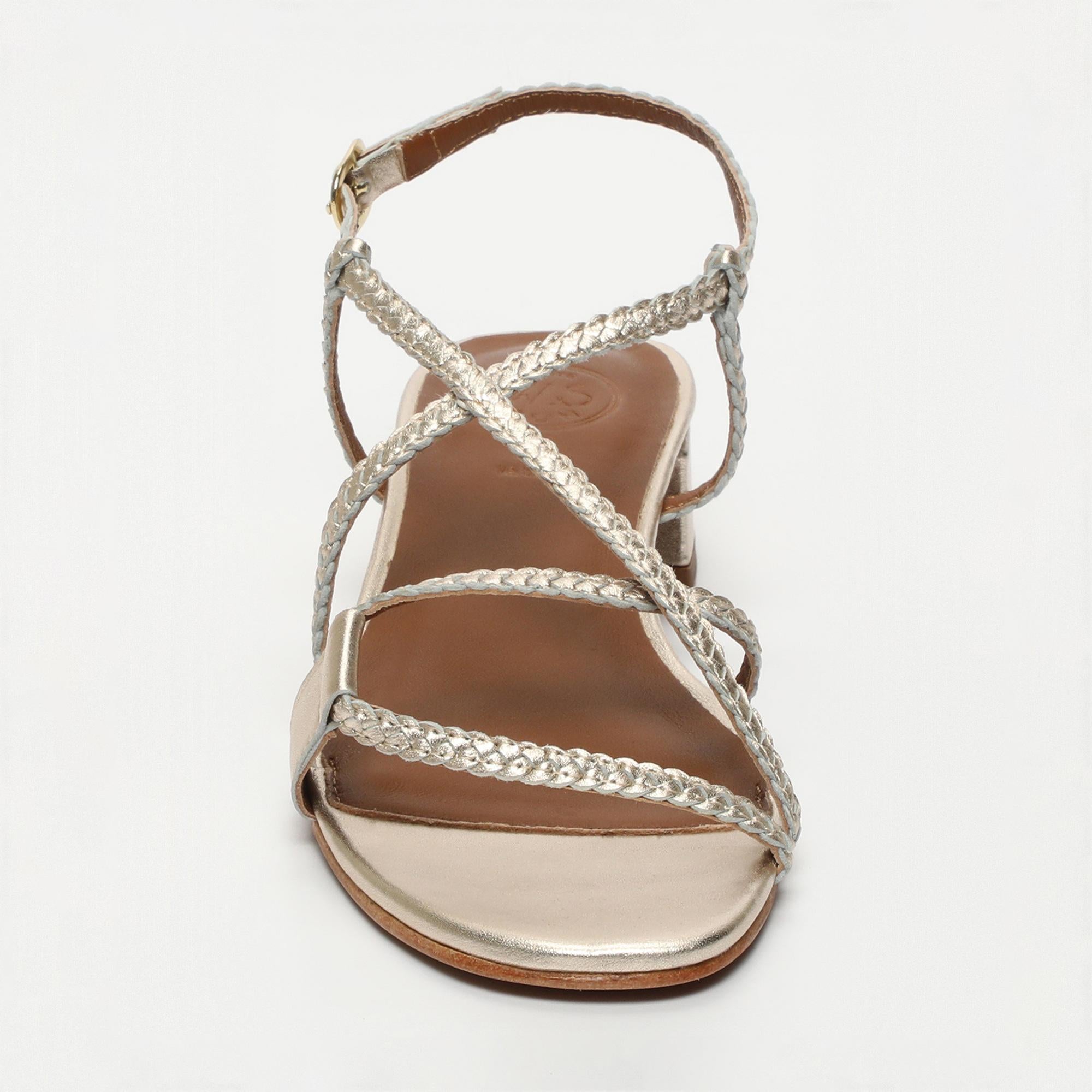 DEEPAKALA sandales talon tresse en cuir or