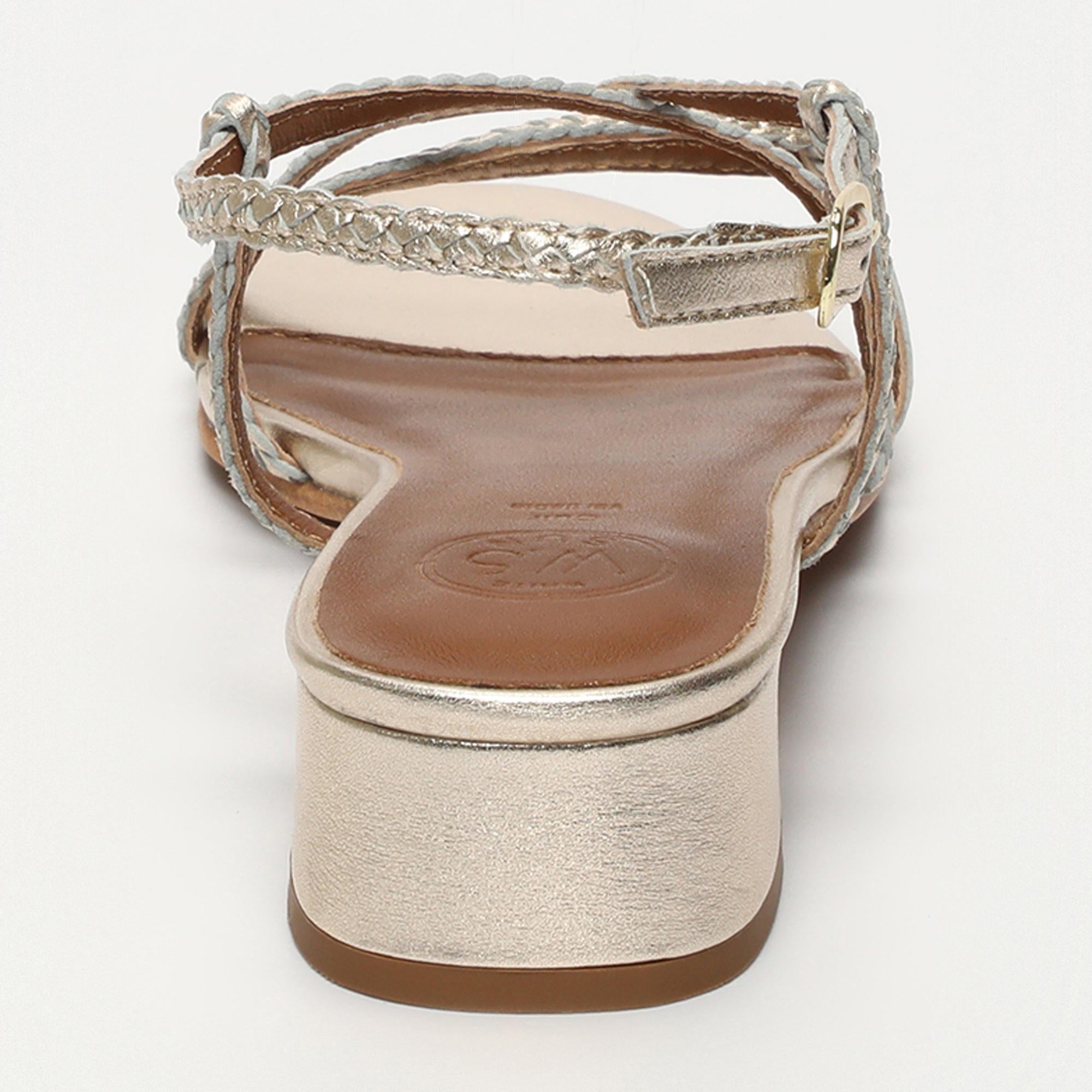 DEEPAKALA sandales talon tresse en cuir or