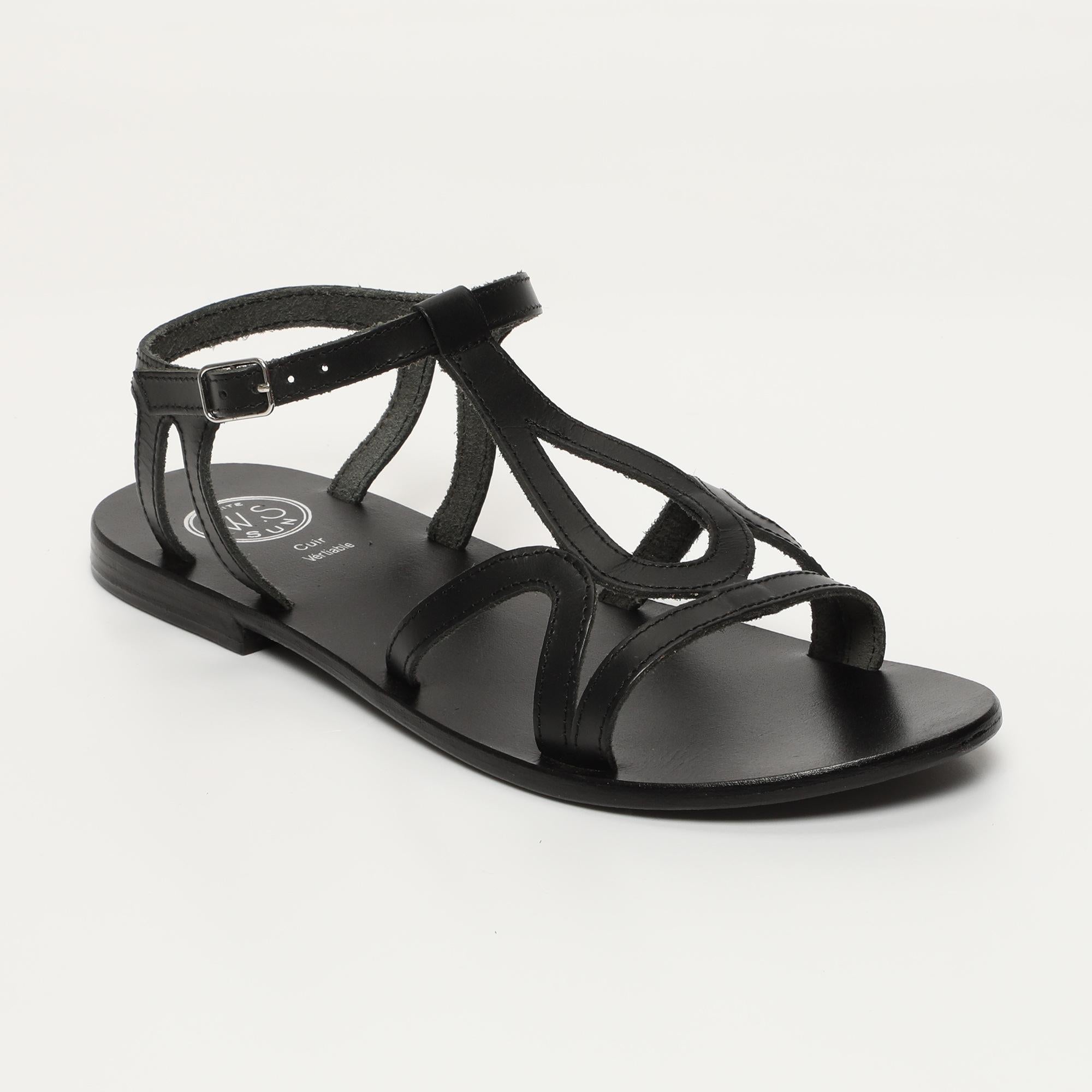 DEEPASHIKHA sandales en cuir noir