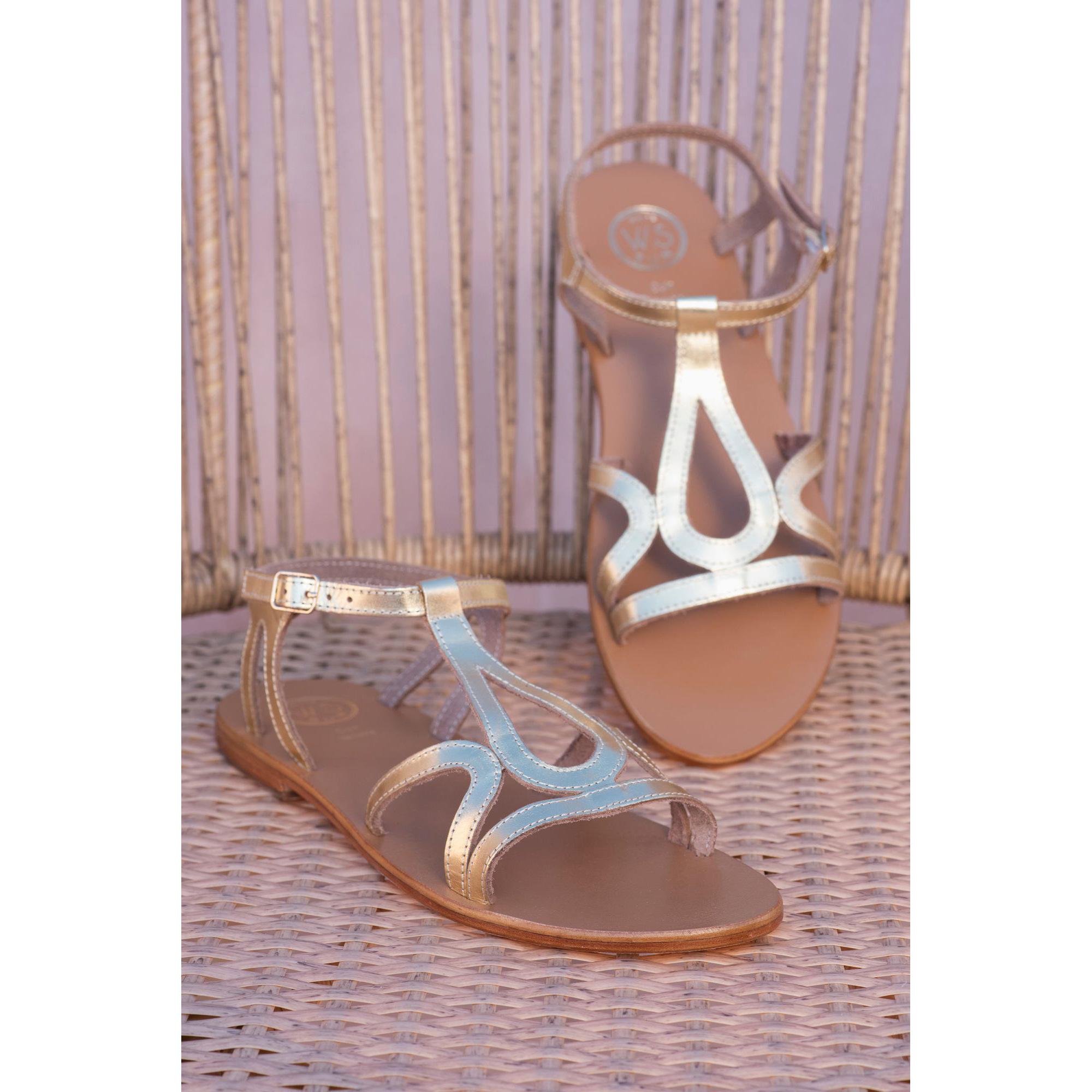 DEEPASHIKHA sandales en cuir or foncé