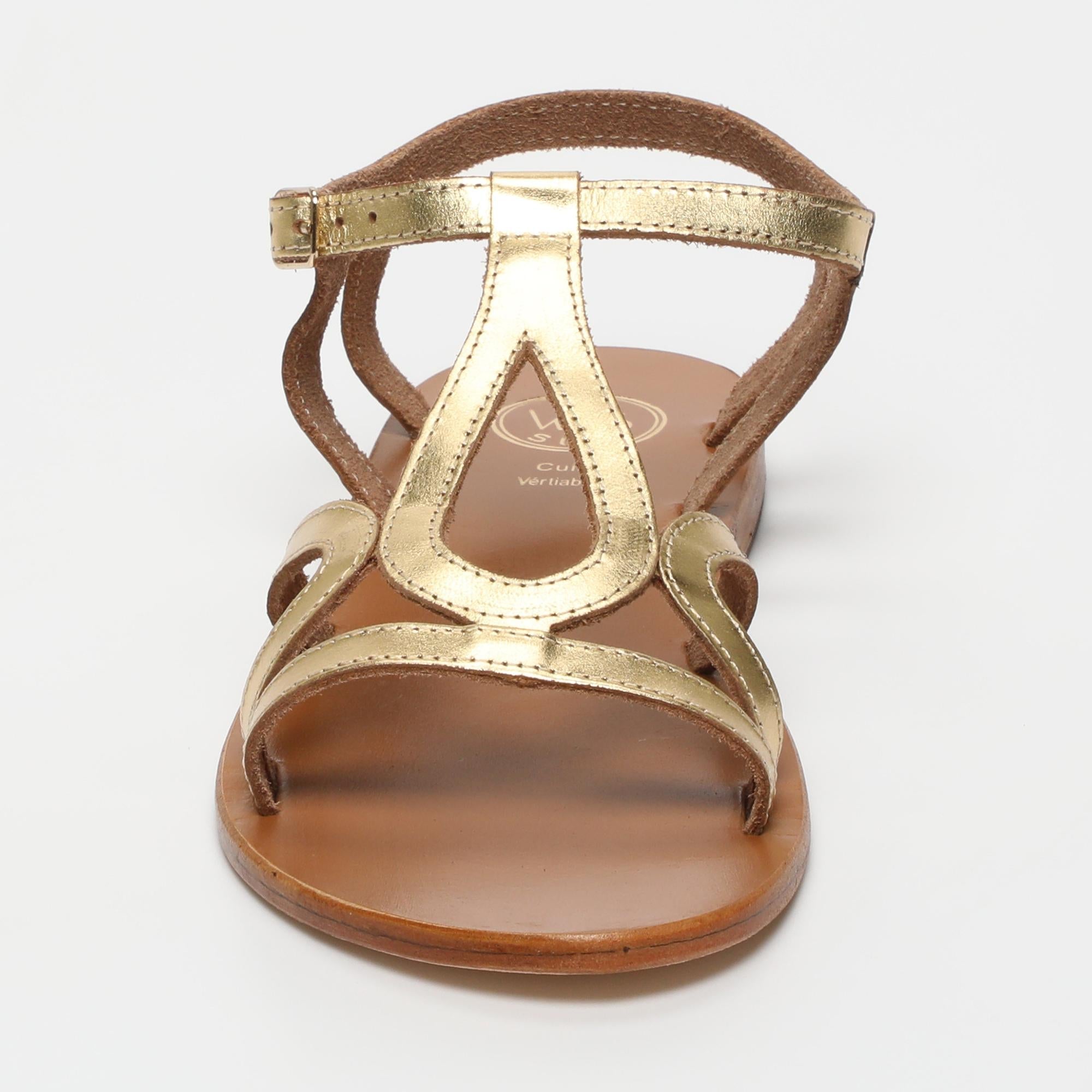 DEEPASHIKHA sandales en cuir or foncé