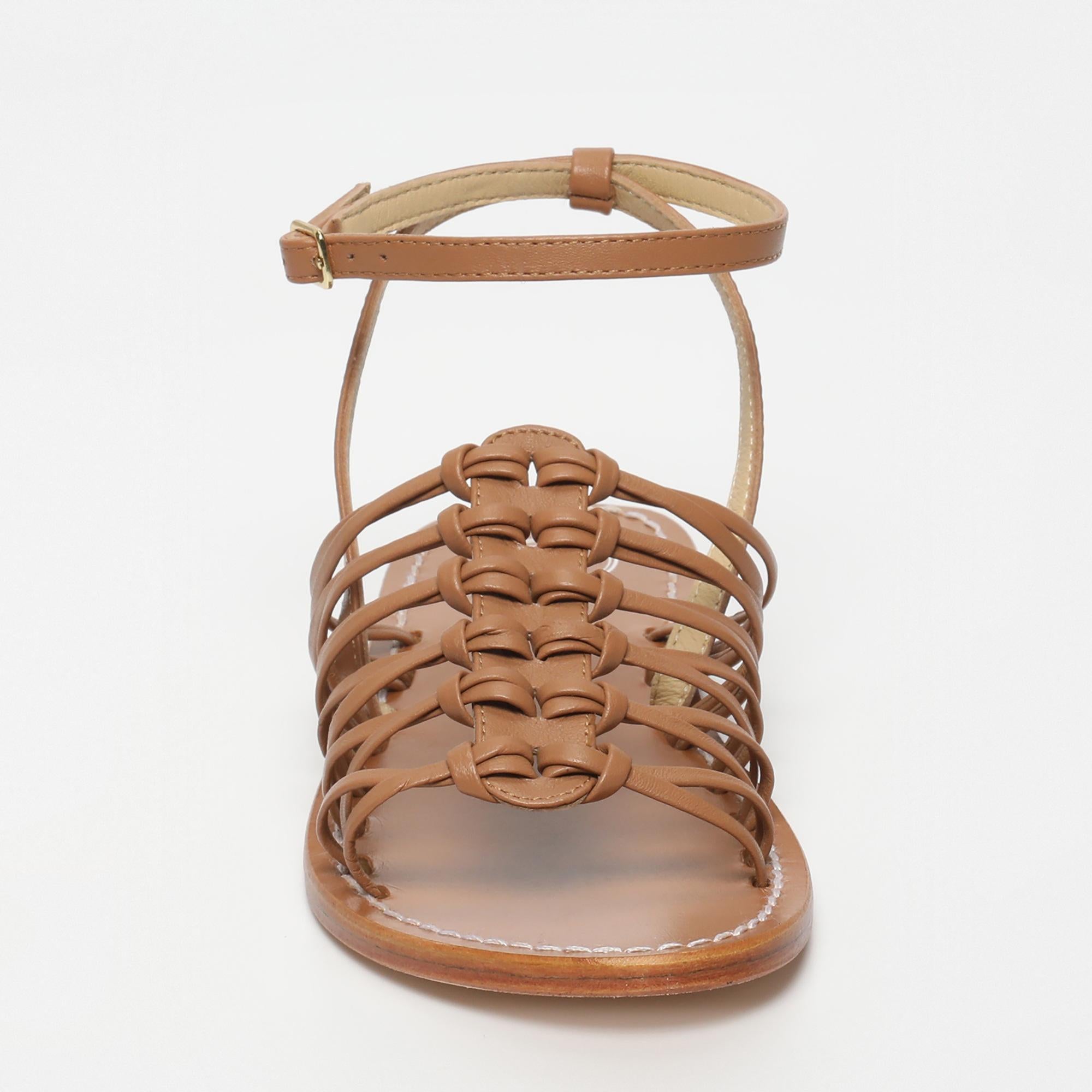 DEEPITHA sandales bracelet de cheville en cuir brun clair