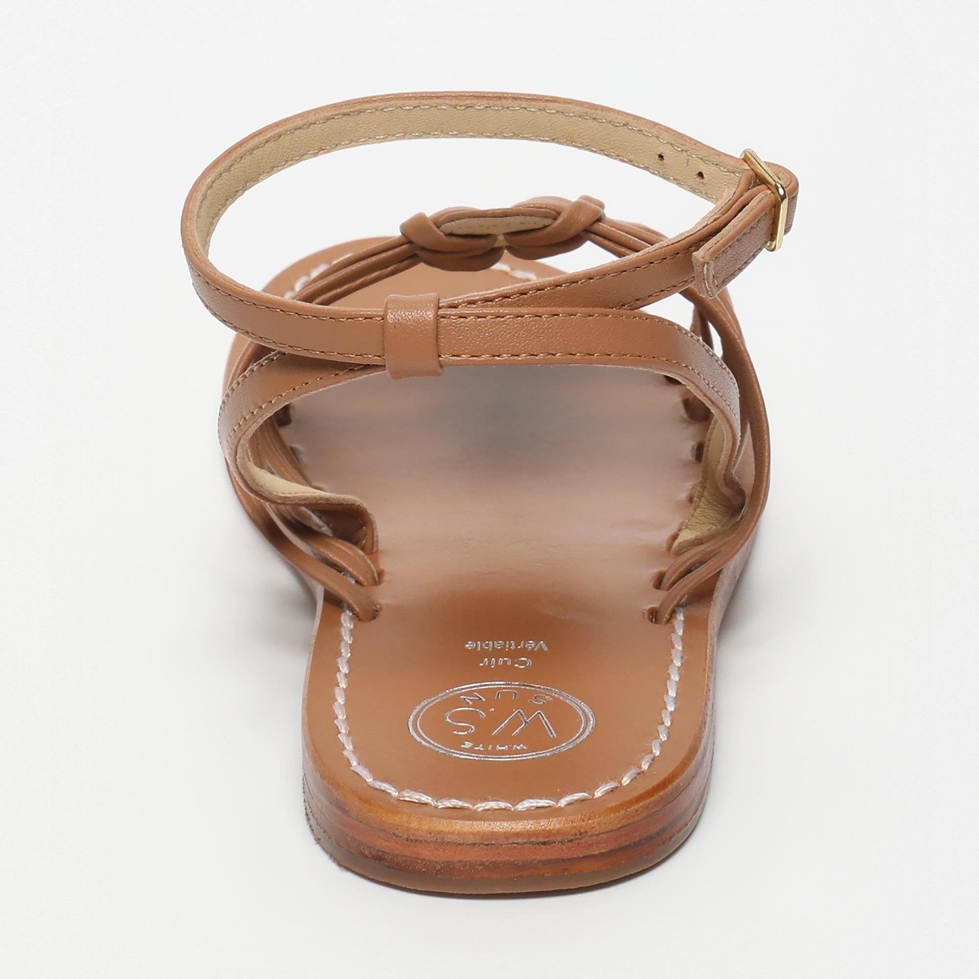 DEEPITHA sandales bracelet de cheville en cuir brun clair