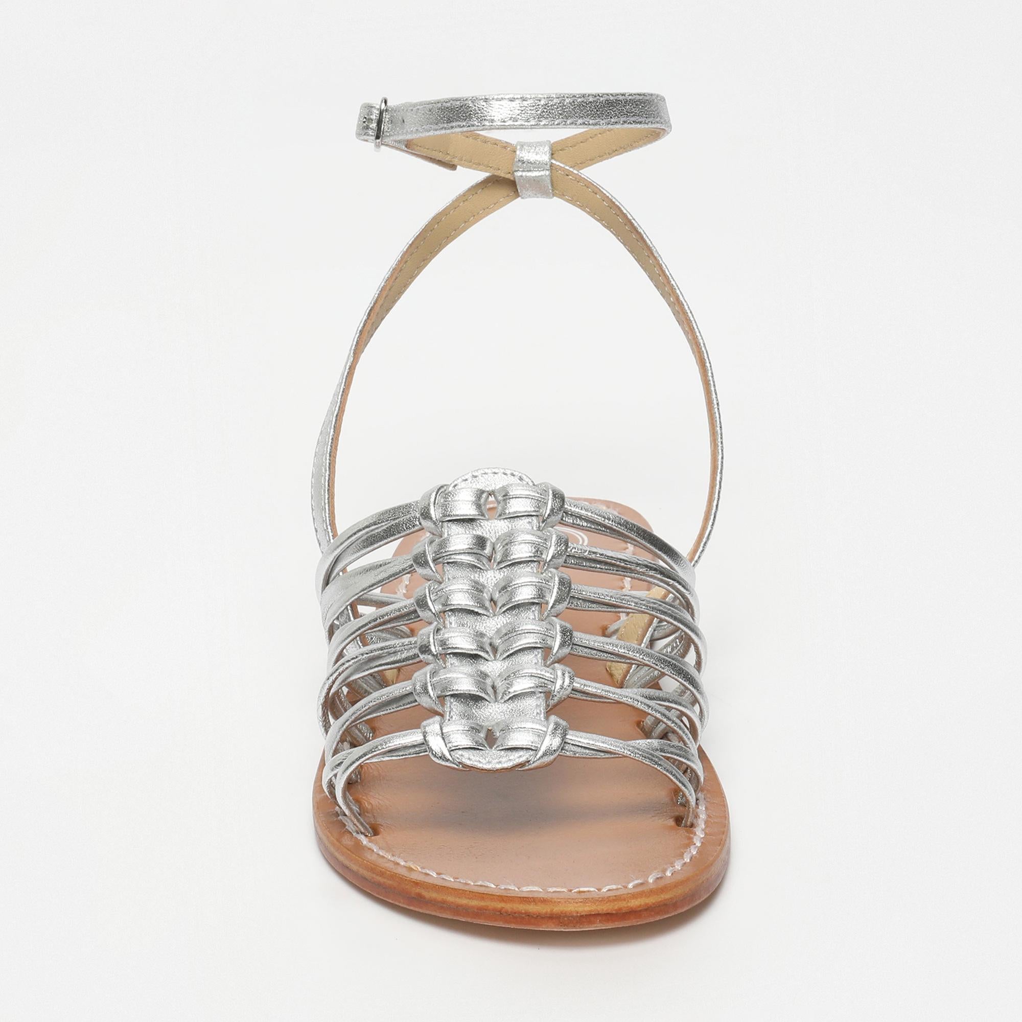 DEEPITHA sandales bracelet de cheville en cuir argent