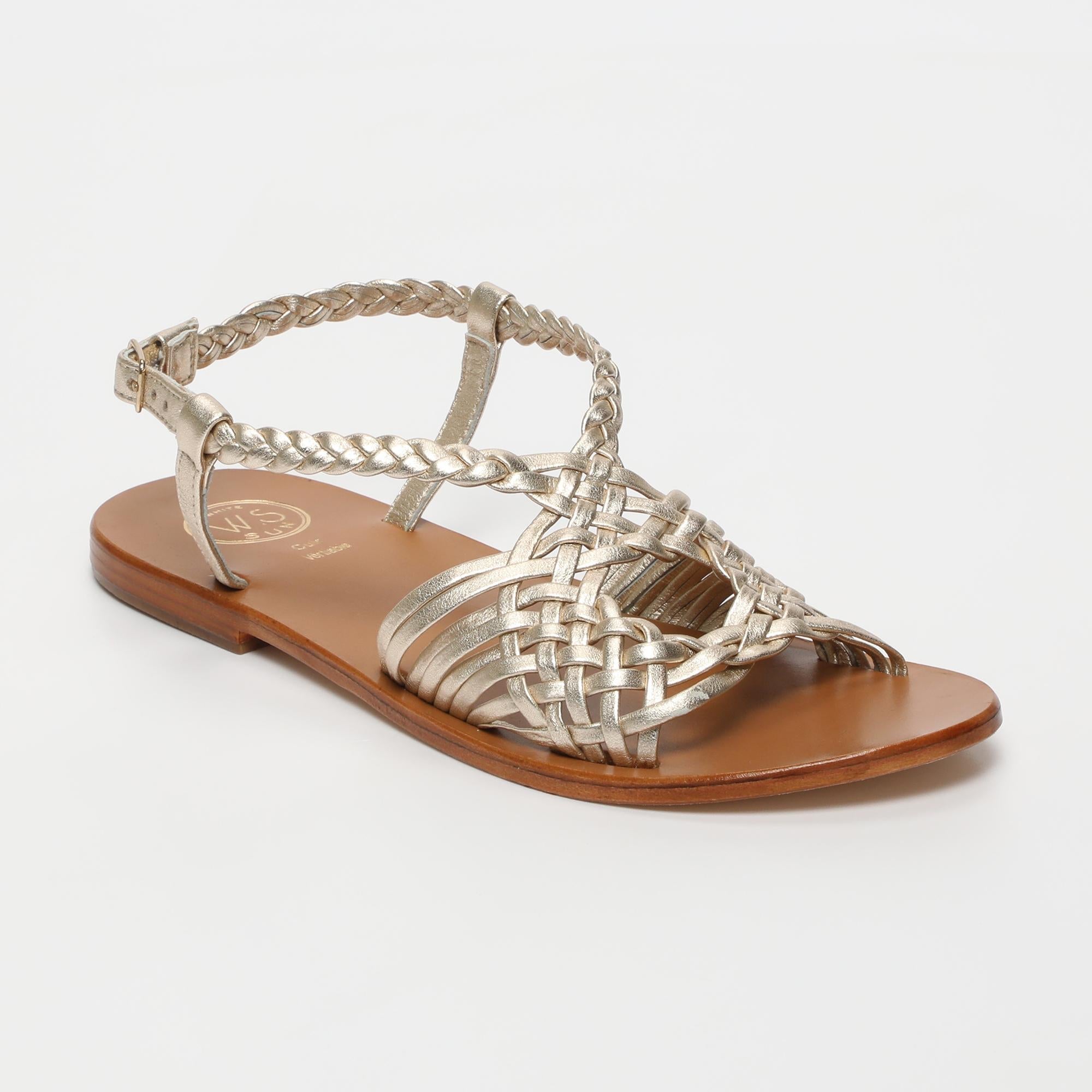 DEEPTI sandales tresse en cuir or