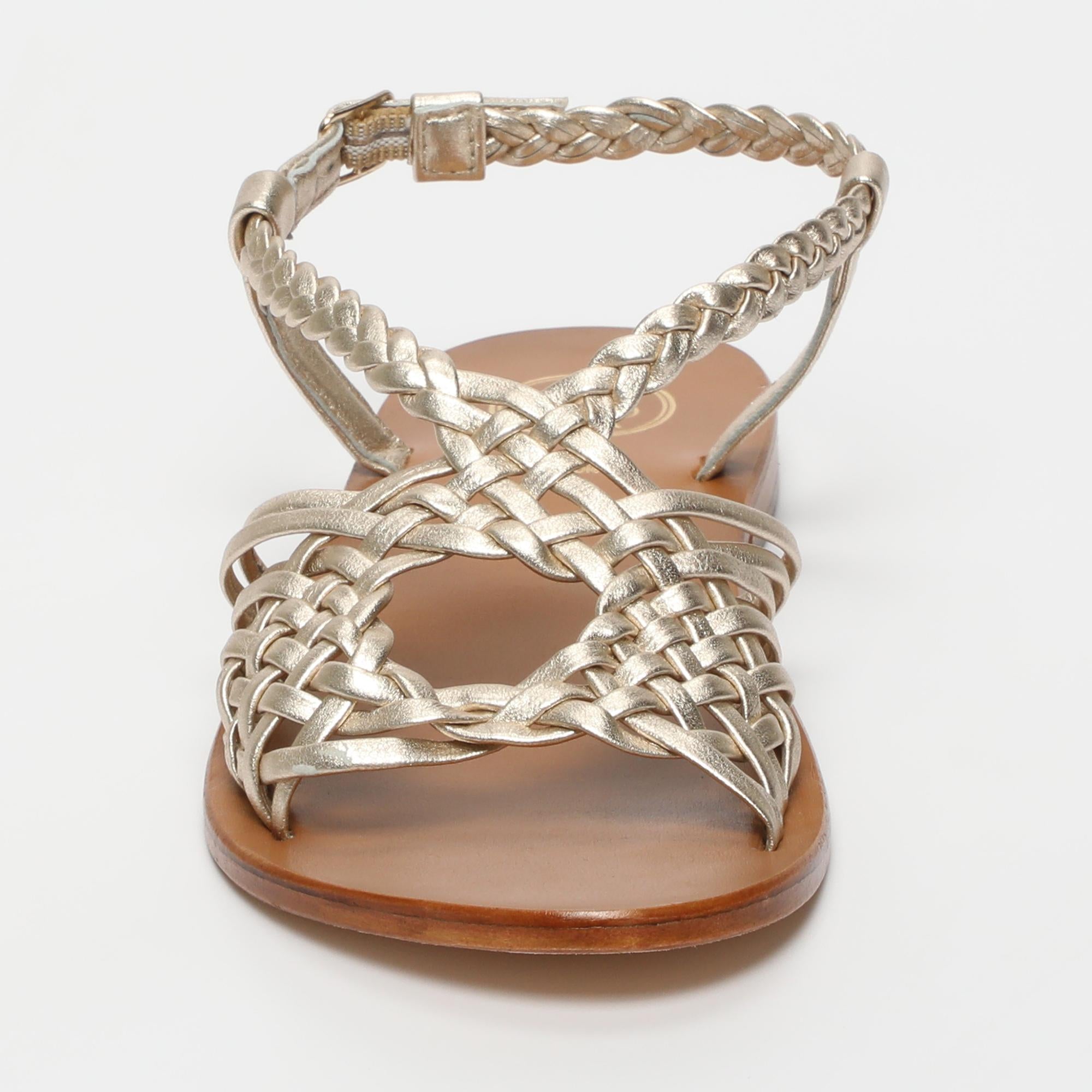 DEEPTI sandales tresse en cuir or