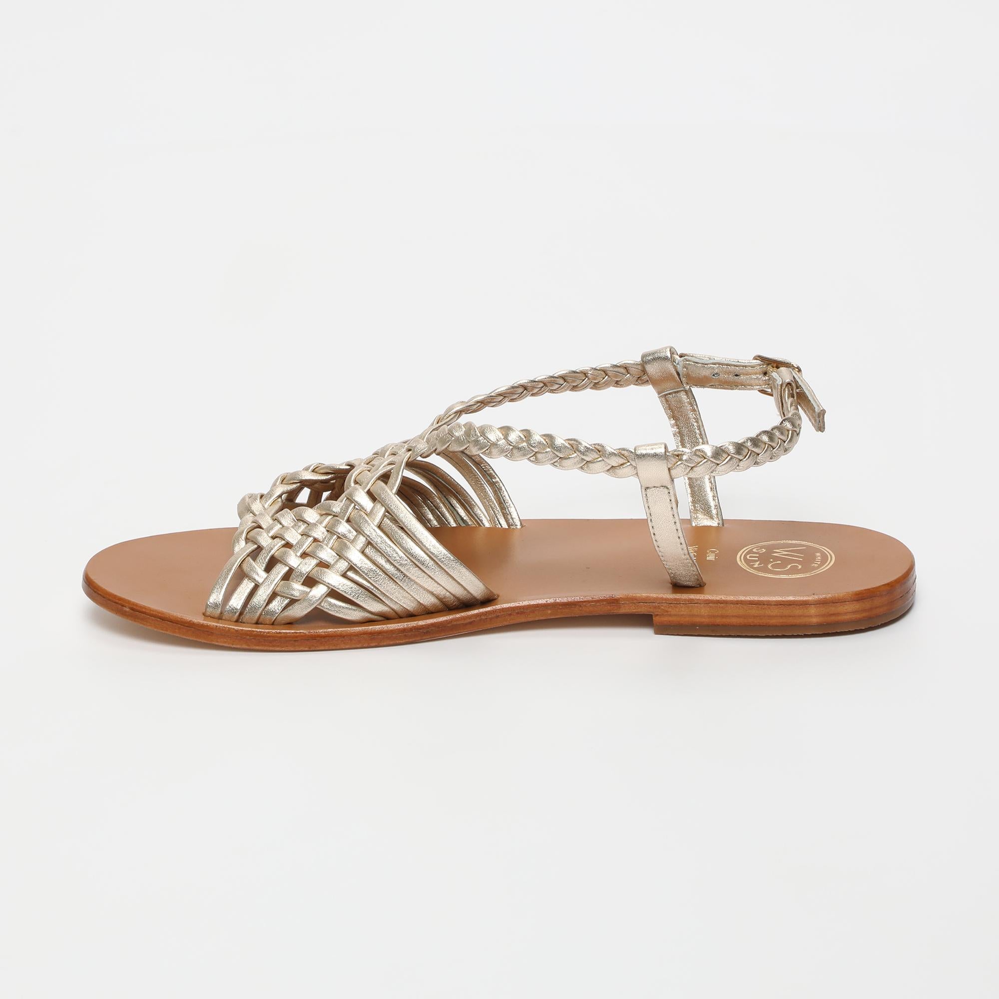DEEPTI sandales tresse en cuir or