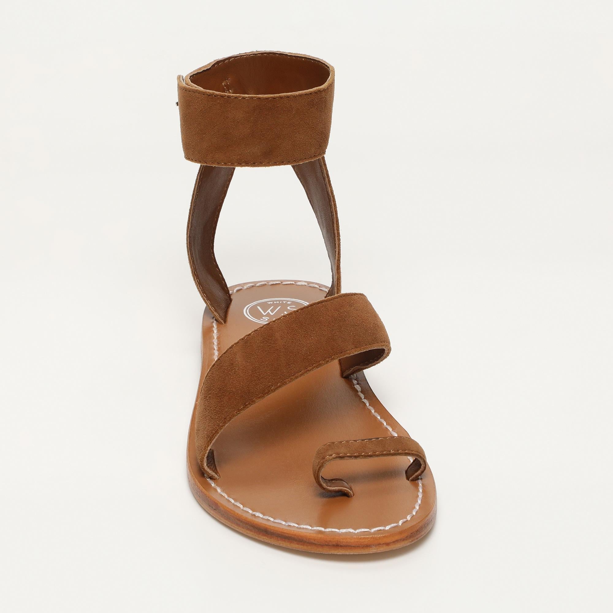 DEEVA sandales entre doigt bracelet de cheville en cuir camel