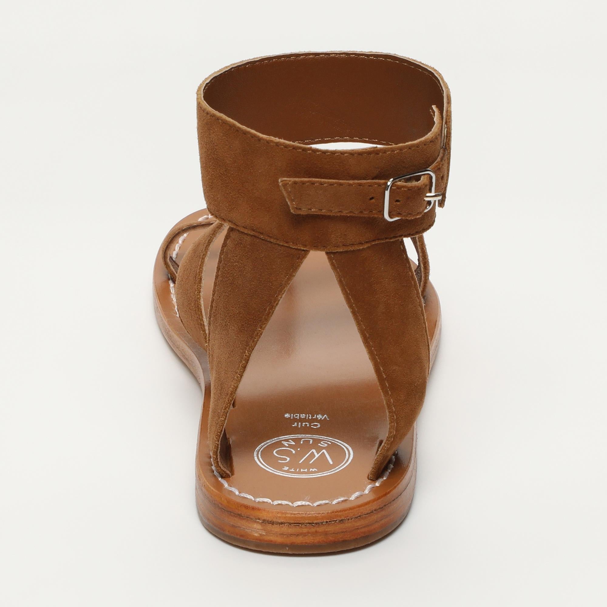 DEEVA sandales entre doigt bracelet de cheville en cuir camel