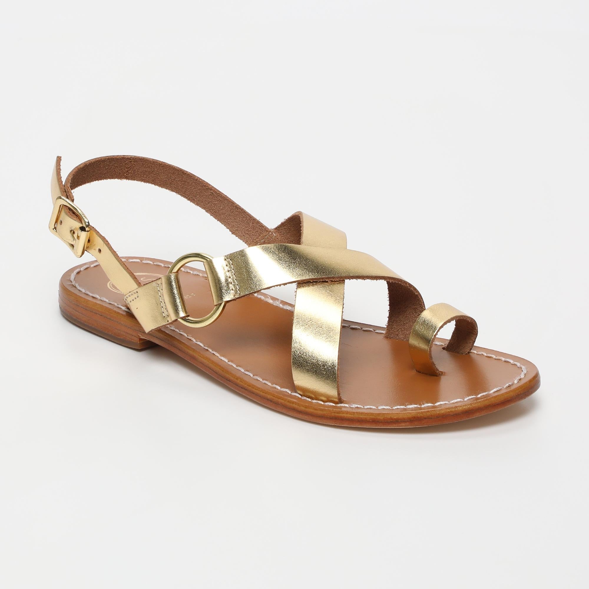 DEVAKALI sandales entre doigt en cuir or foncé