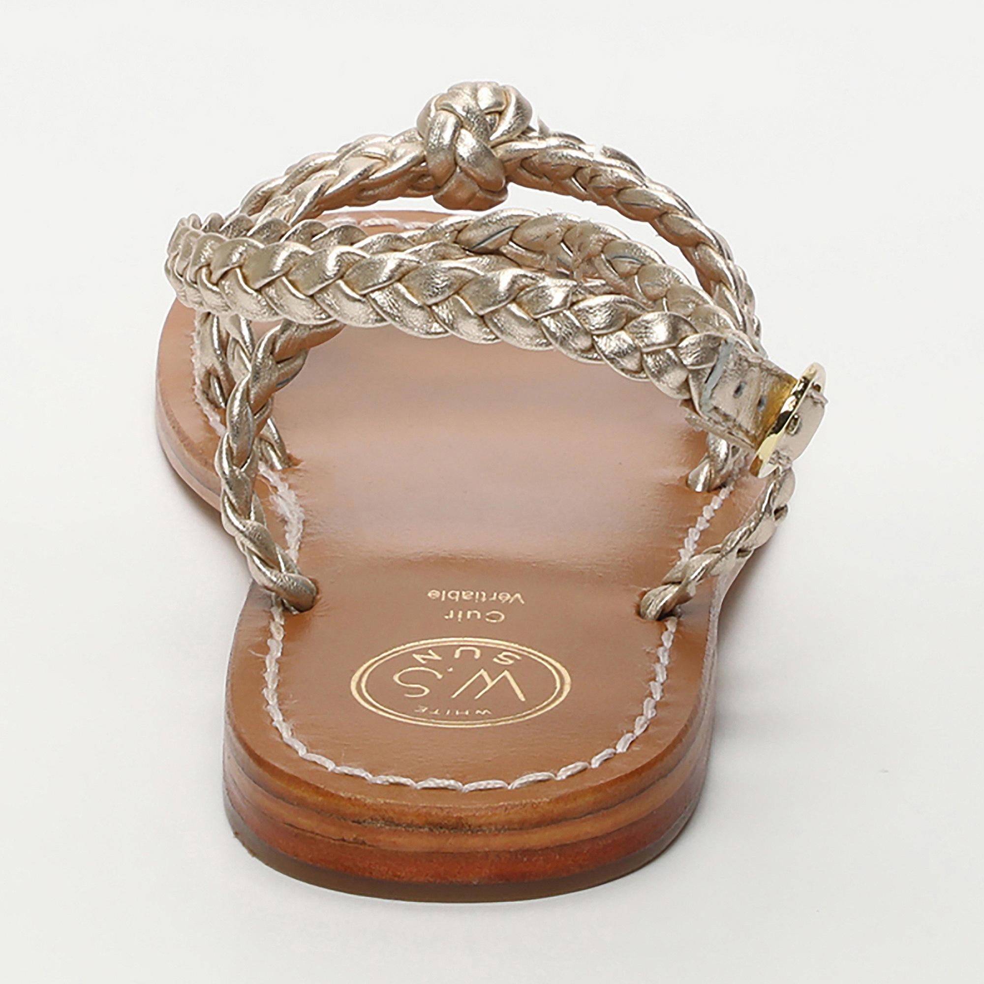 DEVALEKHA sandales bracelet de cheville tresse en cuir or