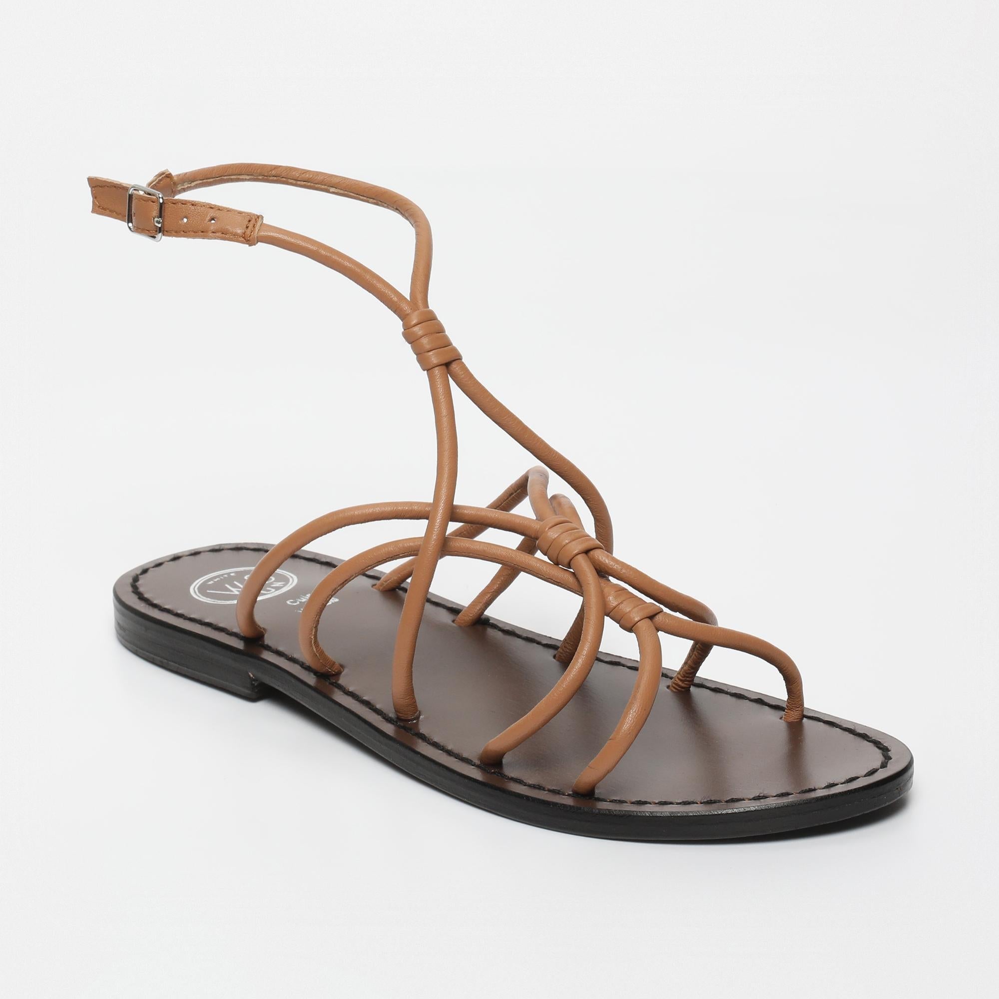 DEVASREE sandales en cuir camel clair