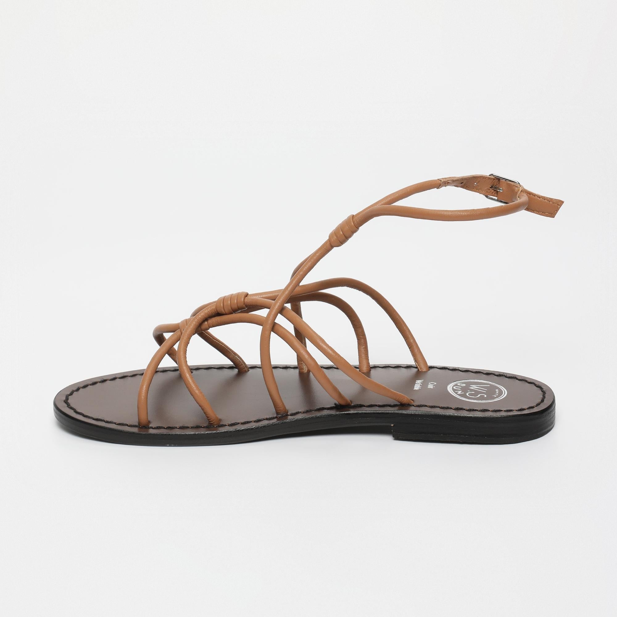 DEVASREE sandales en cuir camel clair
