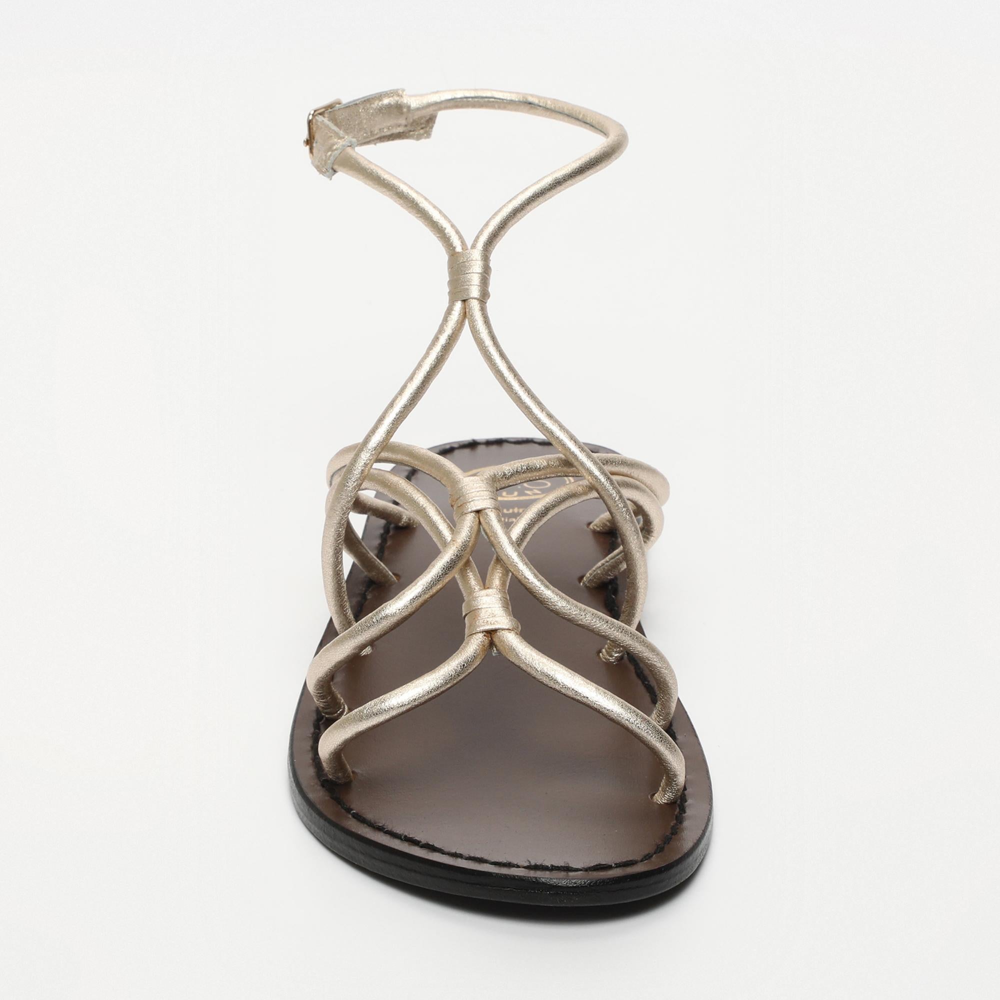 DEVASREE sandales en cuir platine