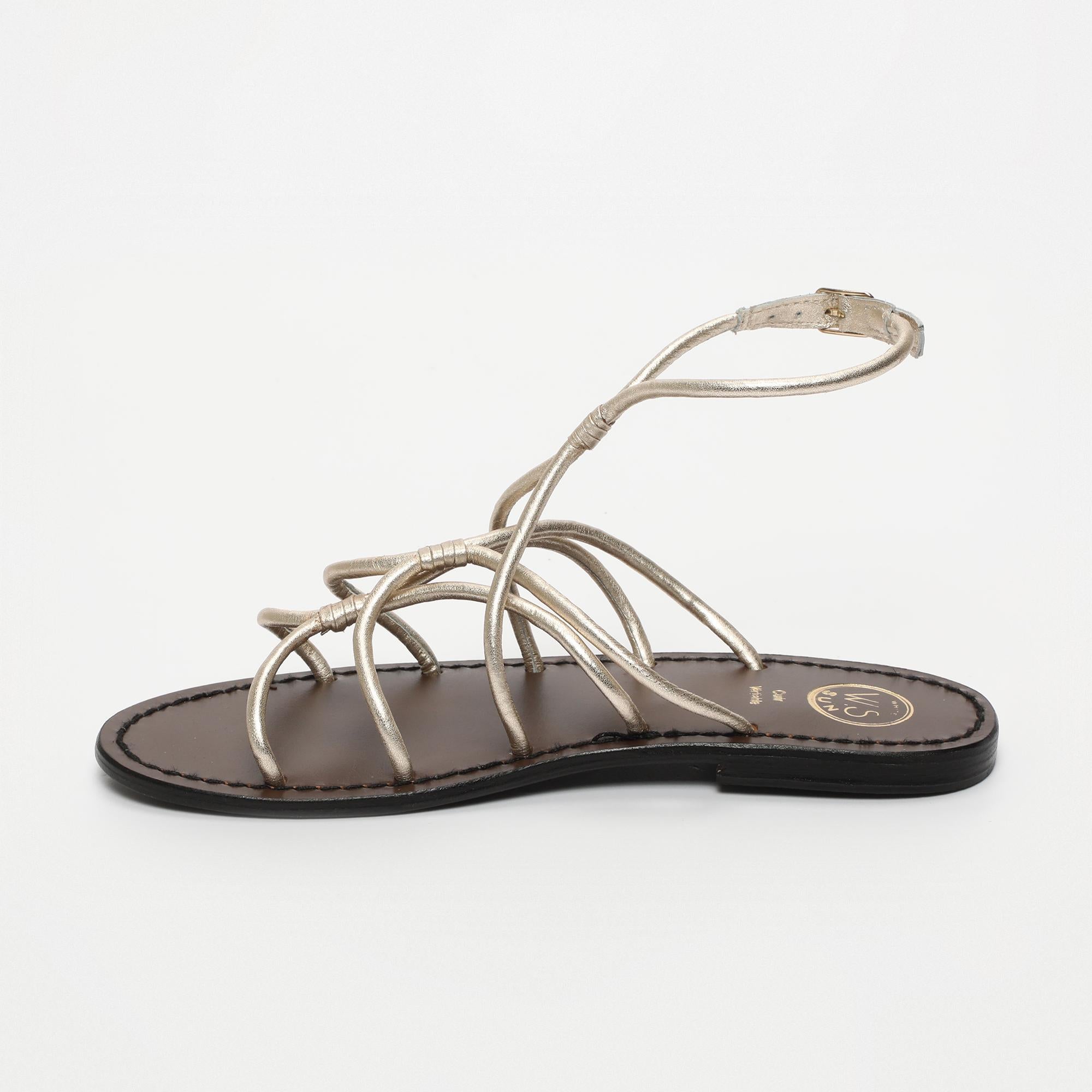DEVASREE sandales en cuir platine