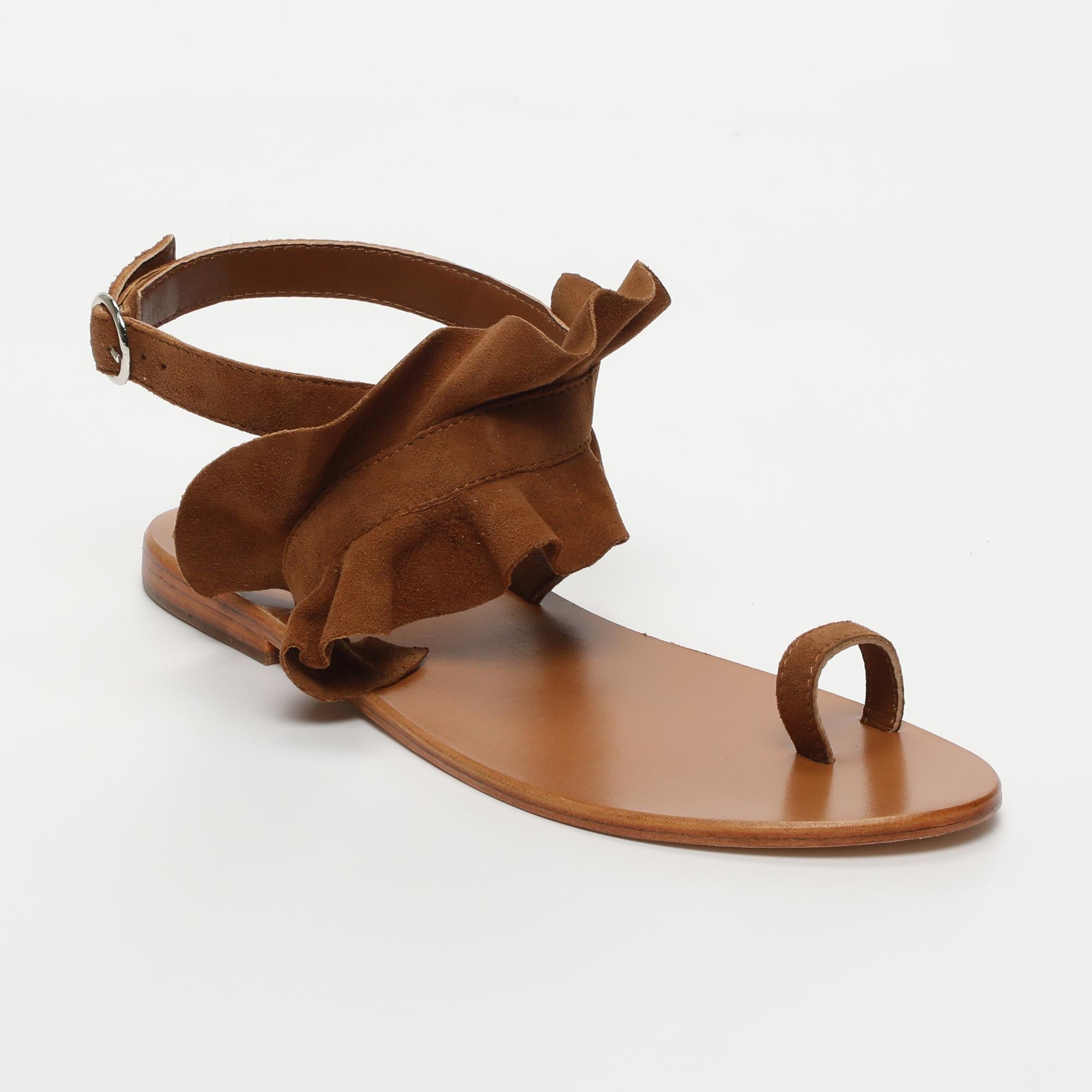 DEVIPRIYA sandales entre doigt fantaisie en cuir camel