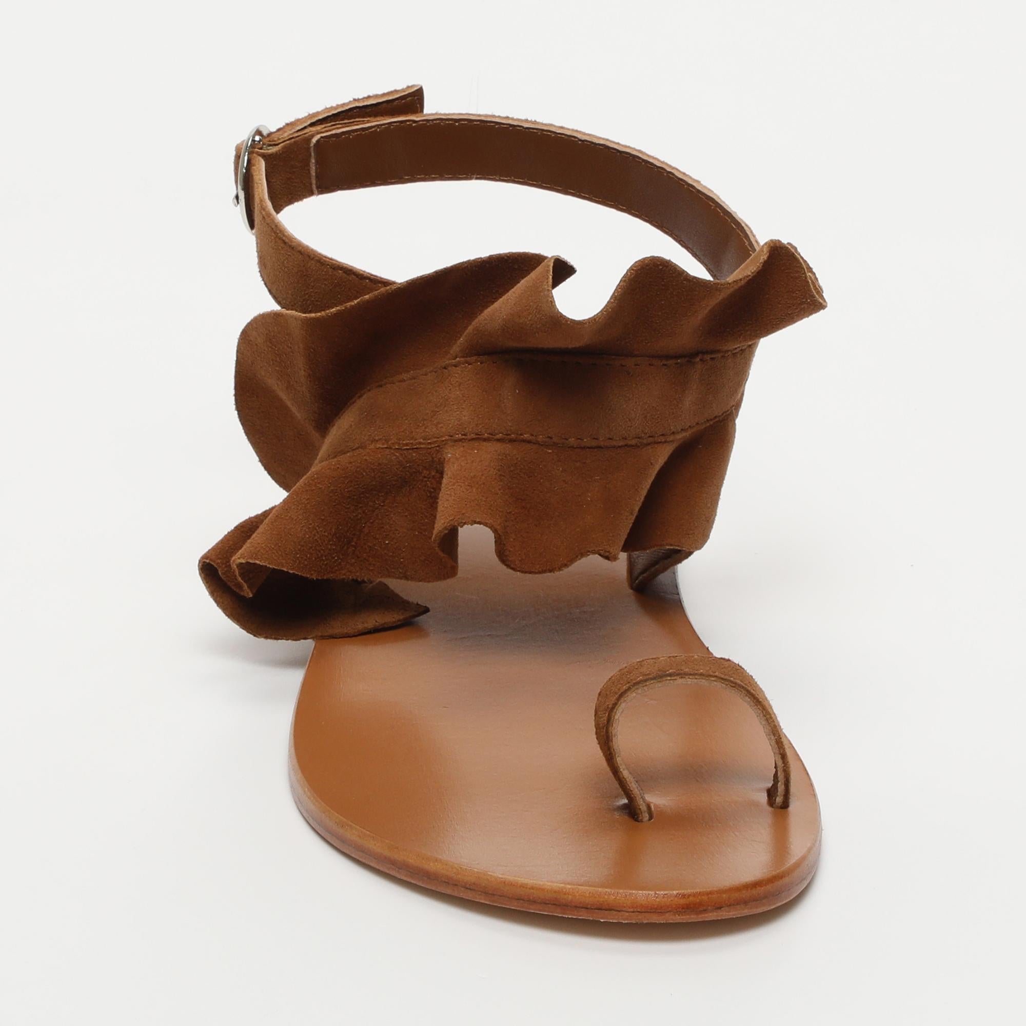 DEVIPRIYA sandales entre doigt fantaisie en cuir camel
