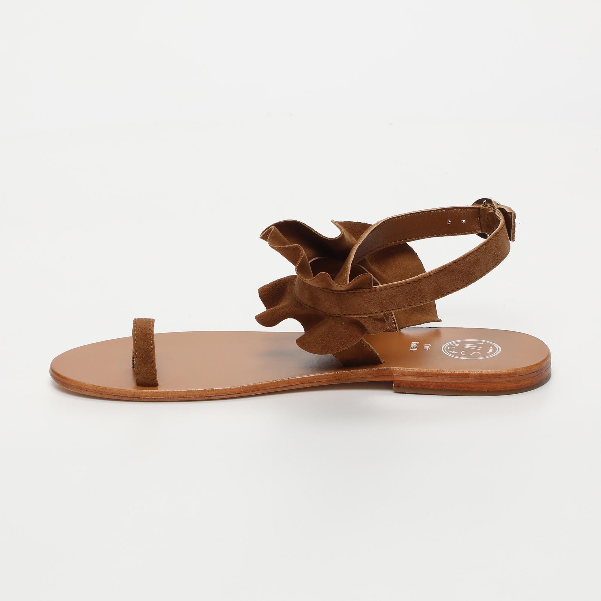 DEVIPRIYA sandales entre doigt fantaisie en cuir camel