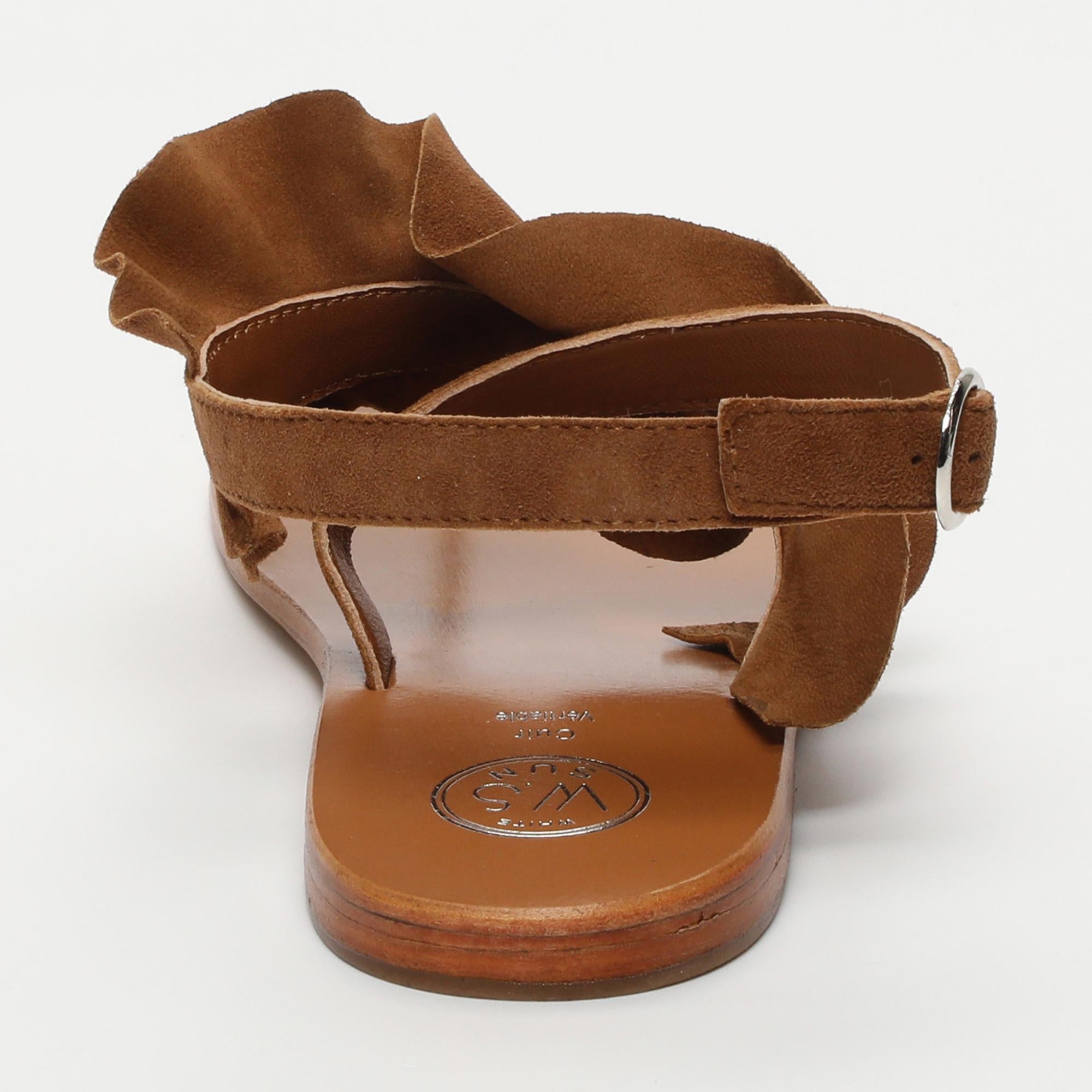 DEVIPRIYA sandales entre doigt fantaisie en cuir camel