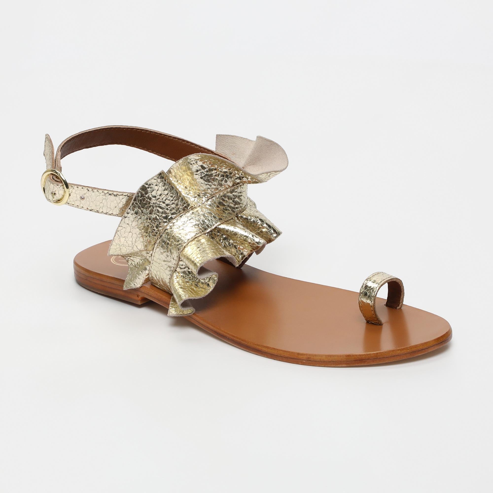 DEVIPRIYA sandales entre doigt fantaisie en cuir or