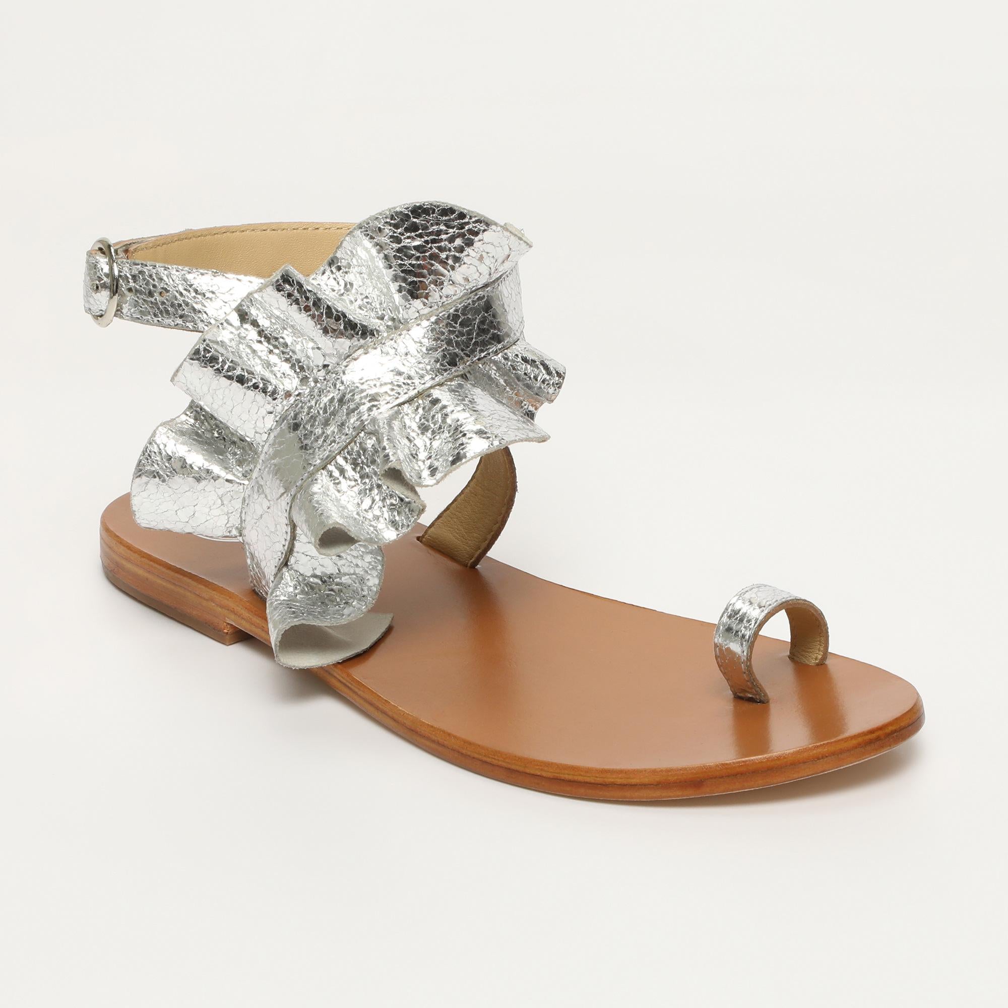 DEVIPRIYA sandales entre doigt fantaisie en cuir argent
