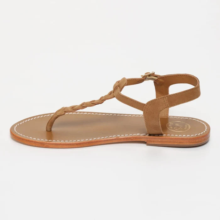 NATAL sandales entre-doigts en cuir camel