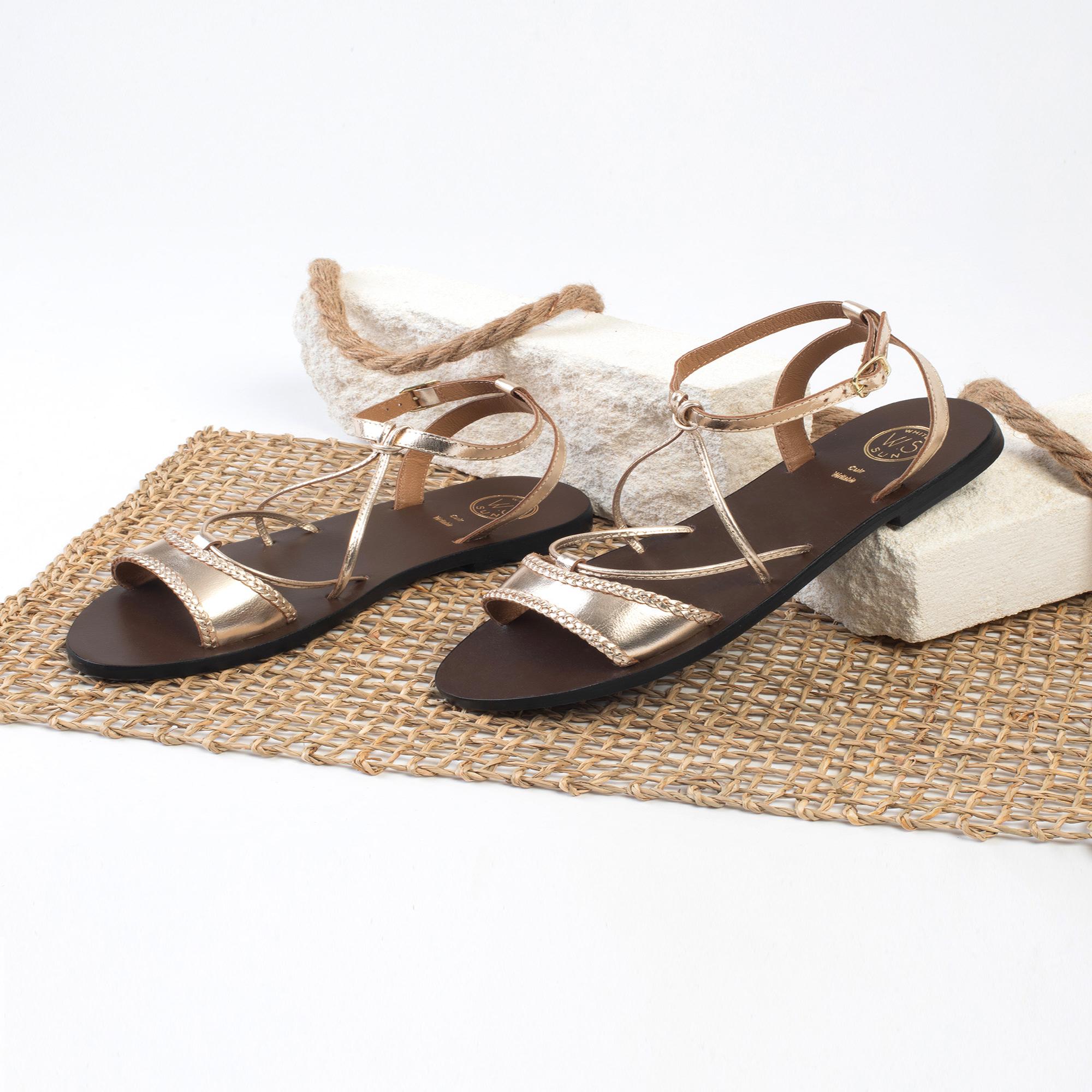 EMILIE sandales bracelet de cheville en cuir or
