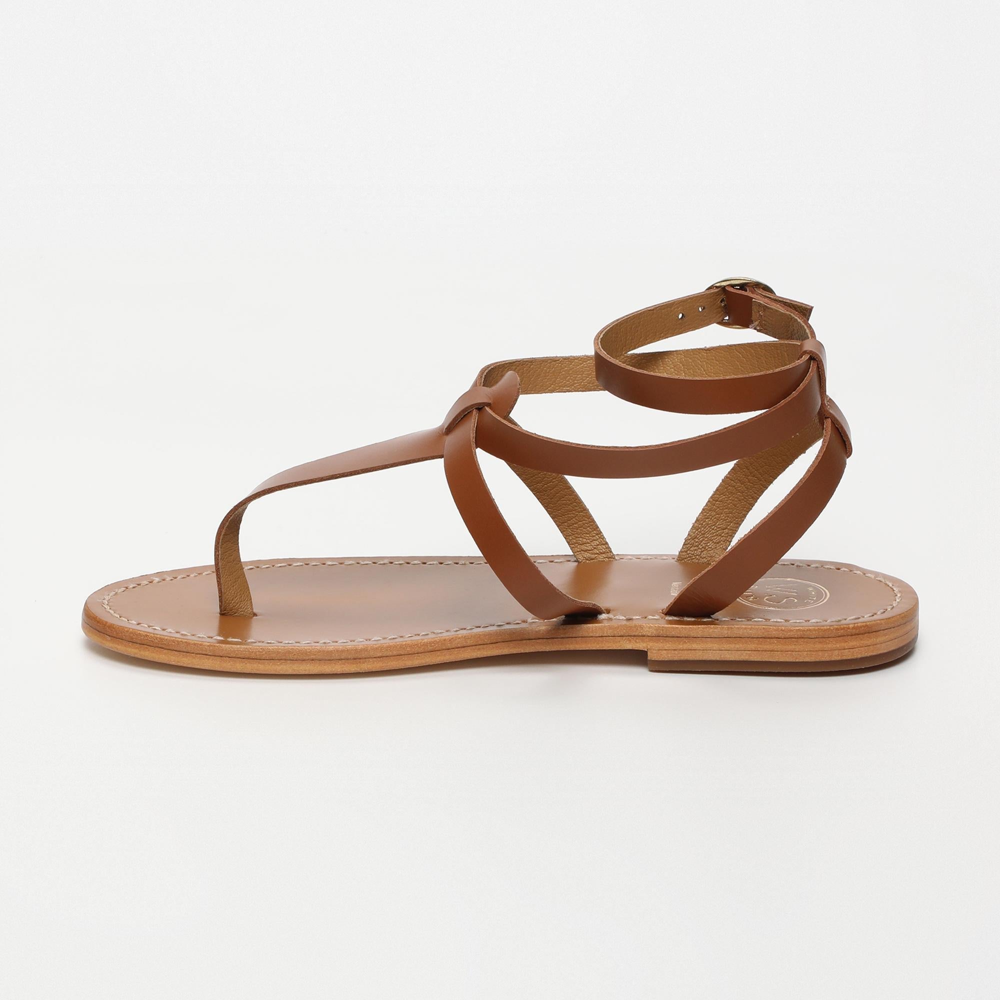 ESTHER sandales entre doigt bracelet de cheville en cuir camel