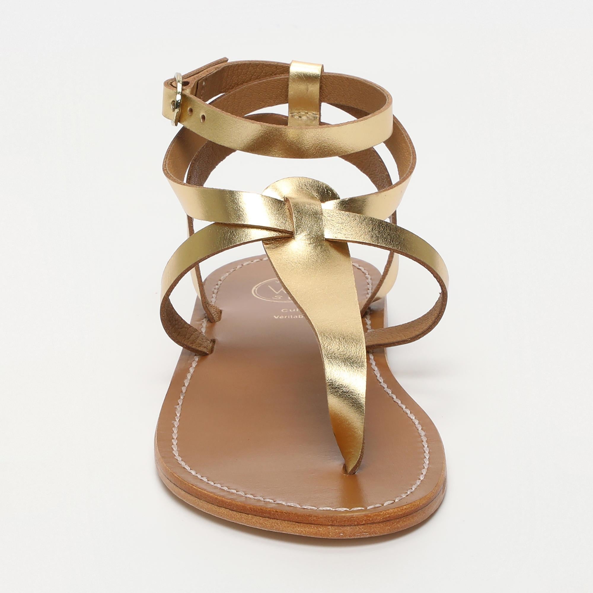 ESTHER sandales entre doigt bracelet de cheville en cuir or foncé