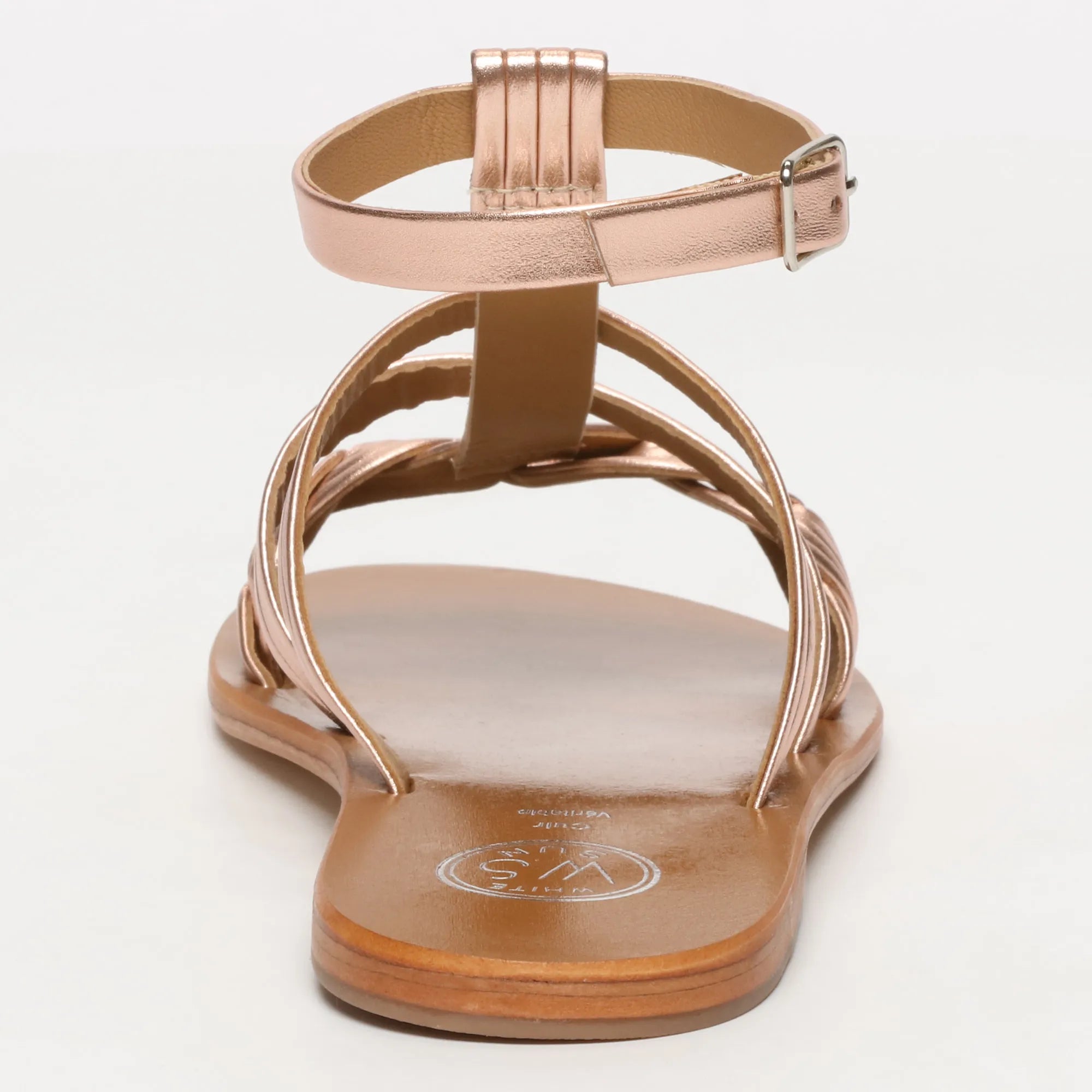 CARMESI sandales spartiate / lacet en cuir or rose