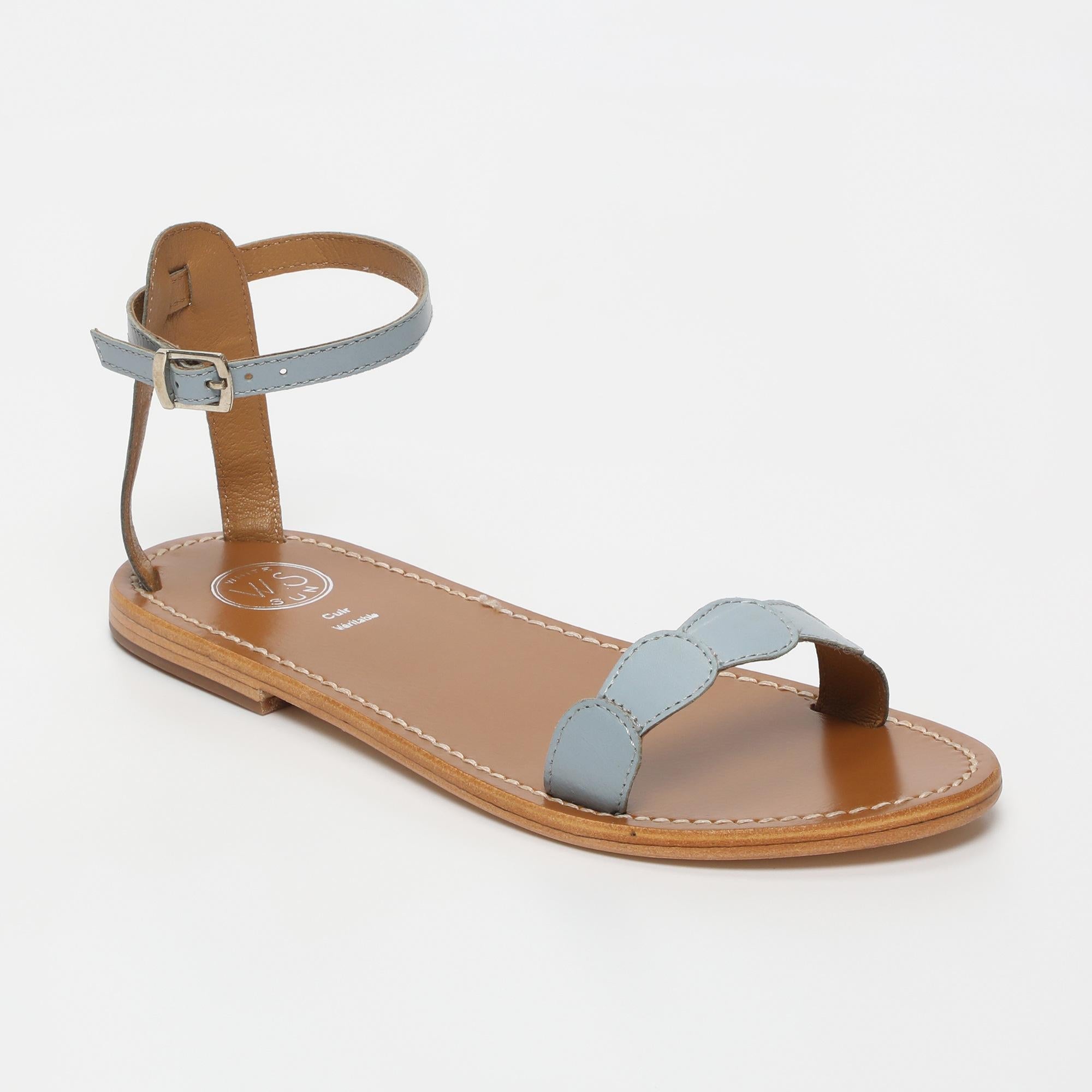 HAVILA sandales en cuir bleu clair