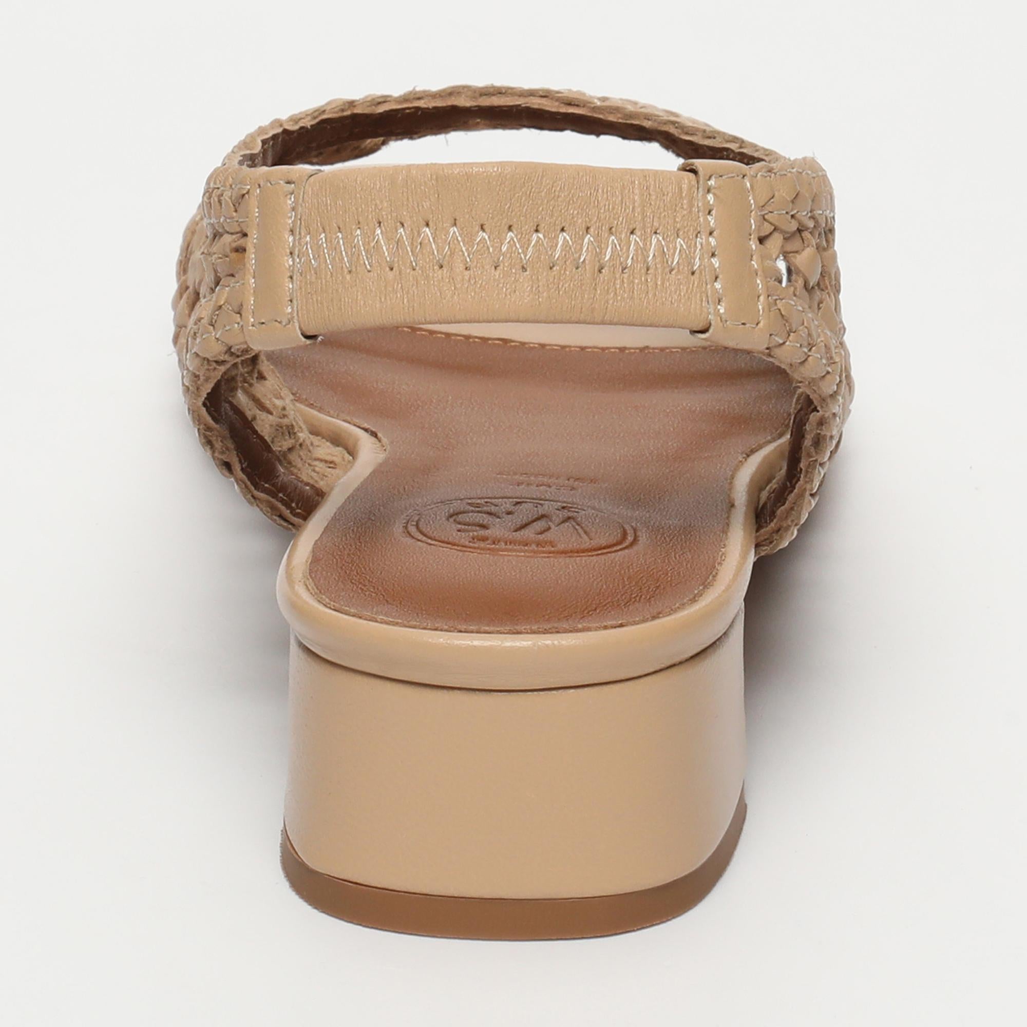HAYA sandales talon tresse en cuir beige