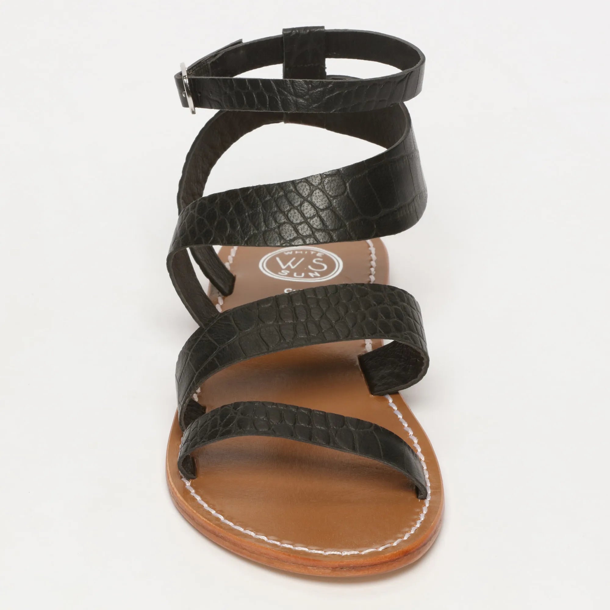 OASIS sandales spartiate / lacet en cuir blackcroco