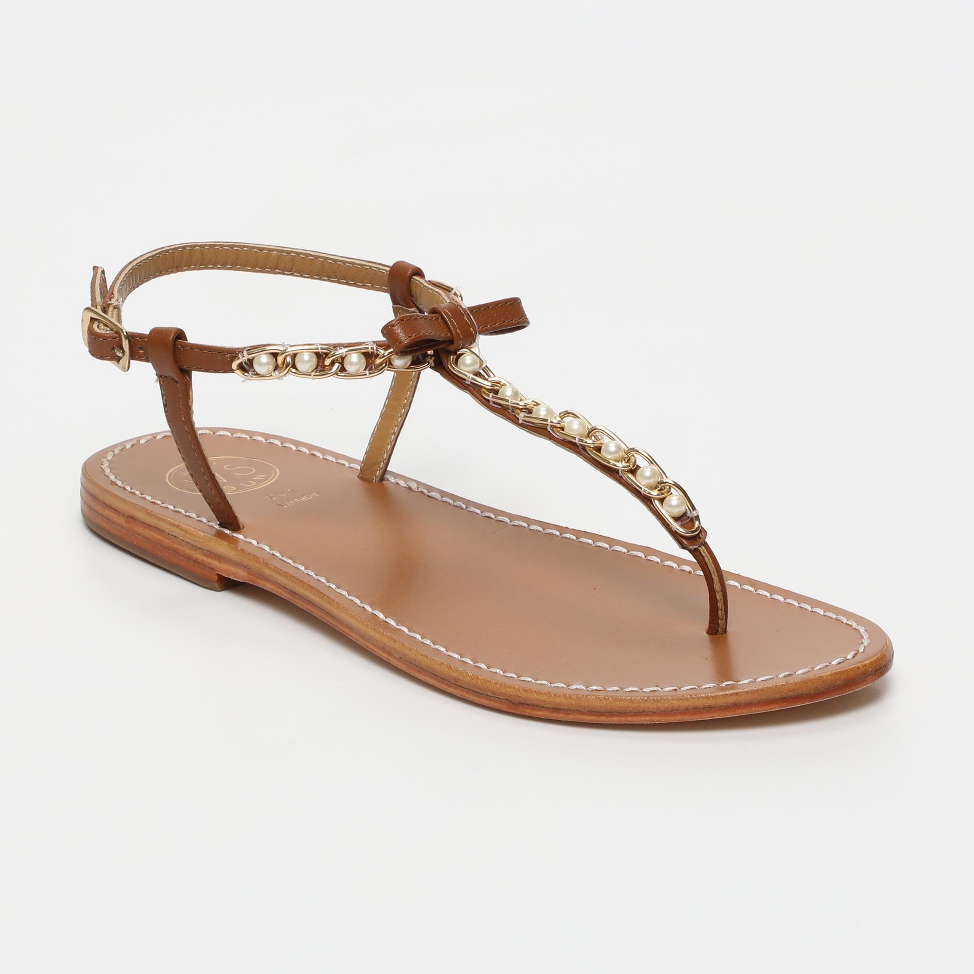 HERLIN sandales entre doigt fantaisie en cuir camel