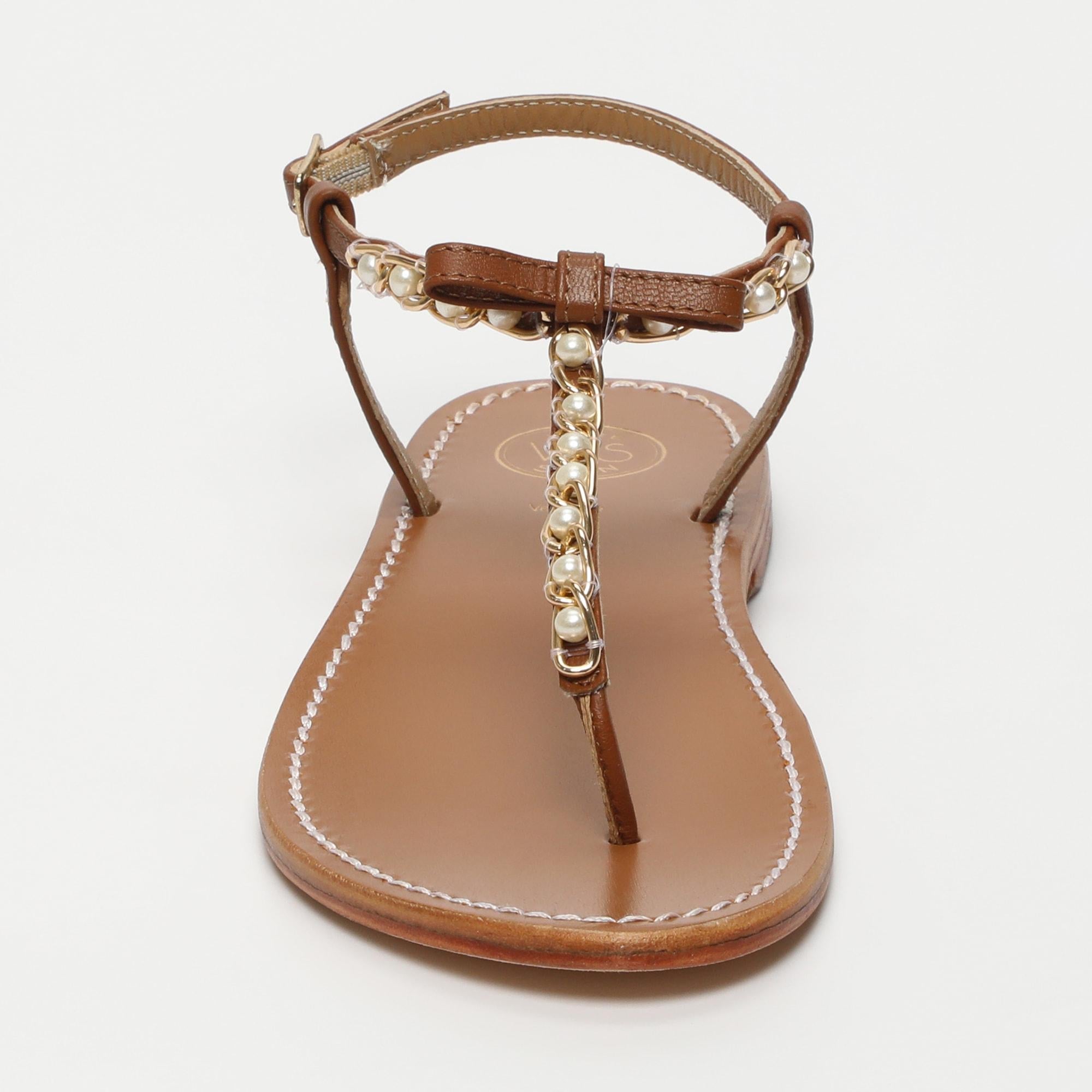 HERLIN sandales entre doigt fantaisie en cuir camel