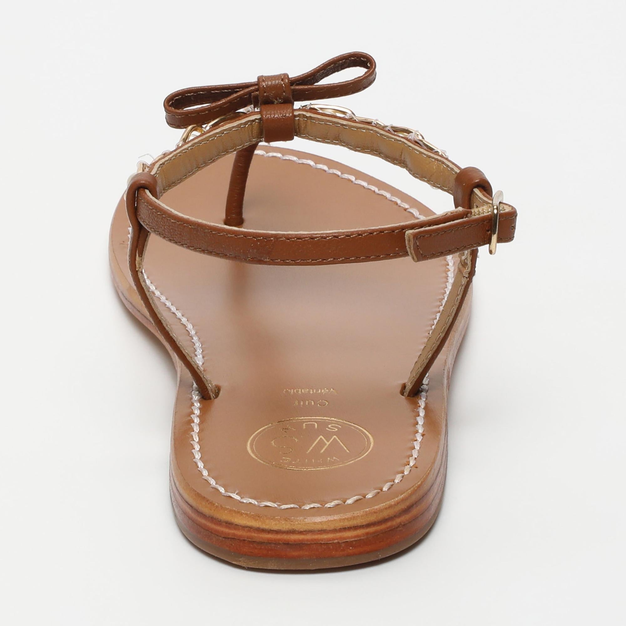 HERLIN sandales entre doigt fantaisie en cuir camel