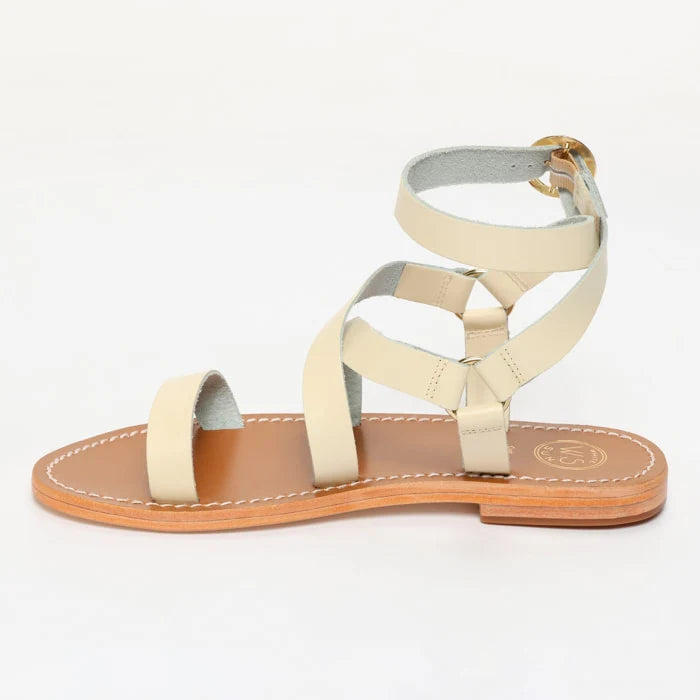 CHAREL sandales spartiate / lacet en cuir blanc off