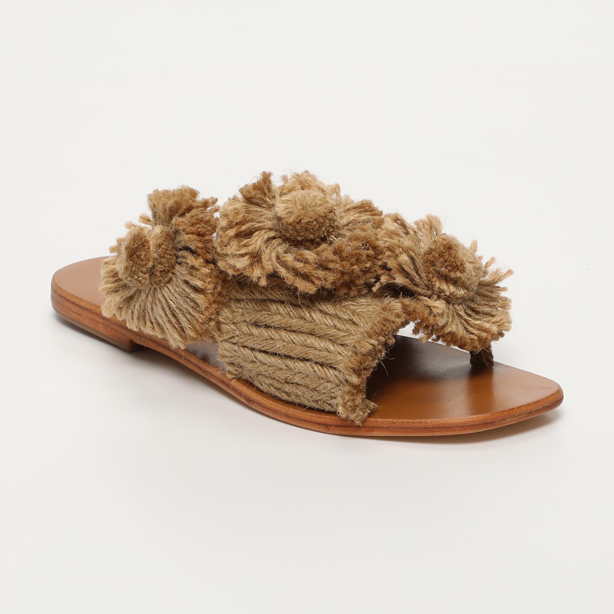 HOANI mules raffia en cuir beige