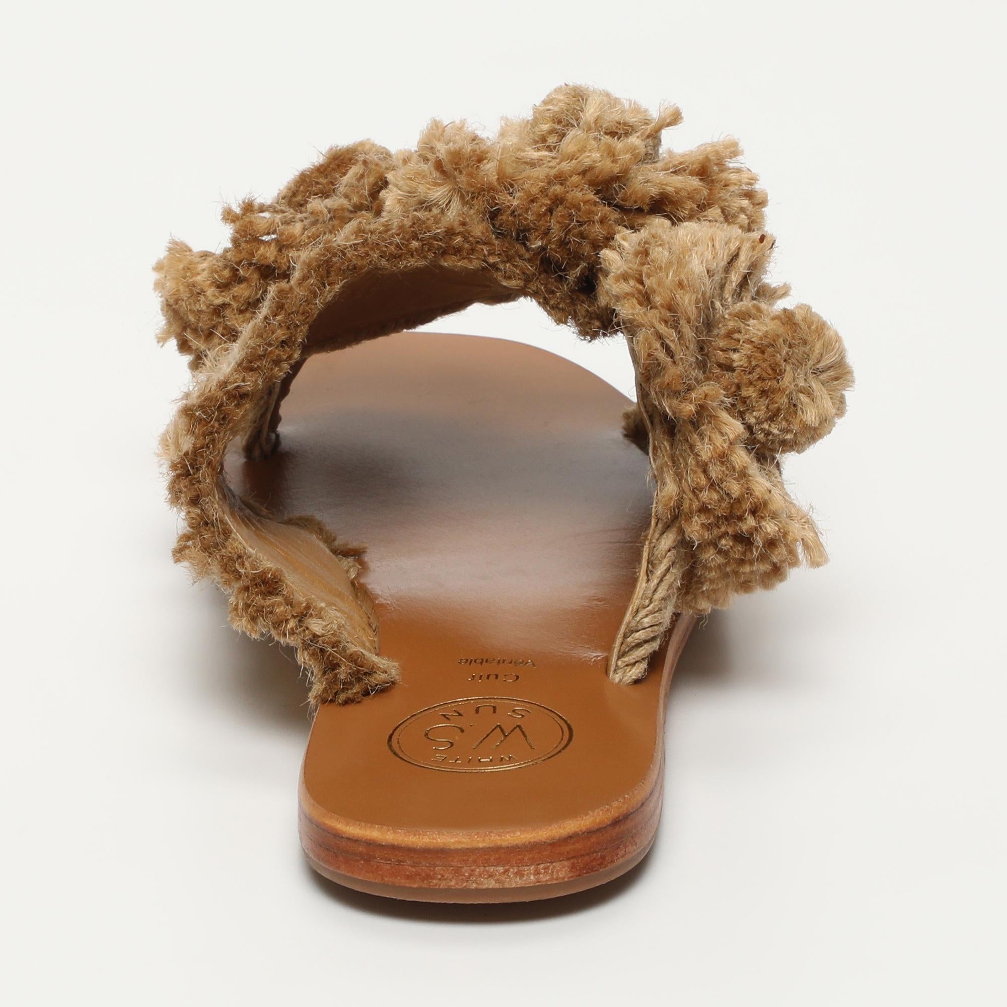 HOANI mules raffia en cuir beige