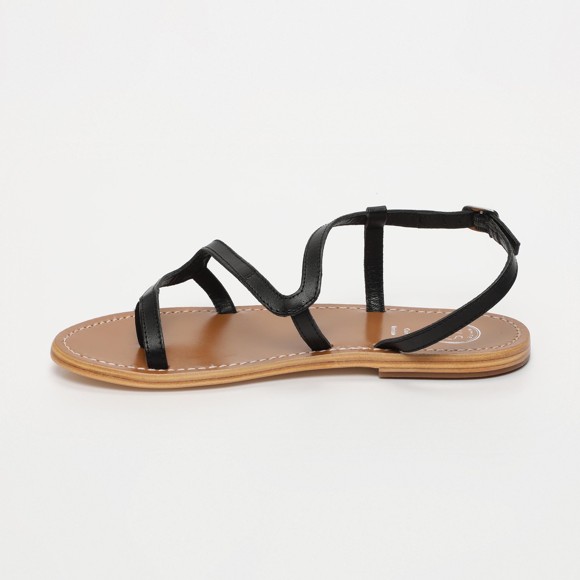 HOANI sandales entre doigt en cuir noir