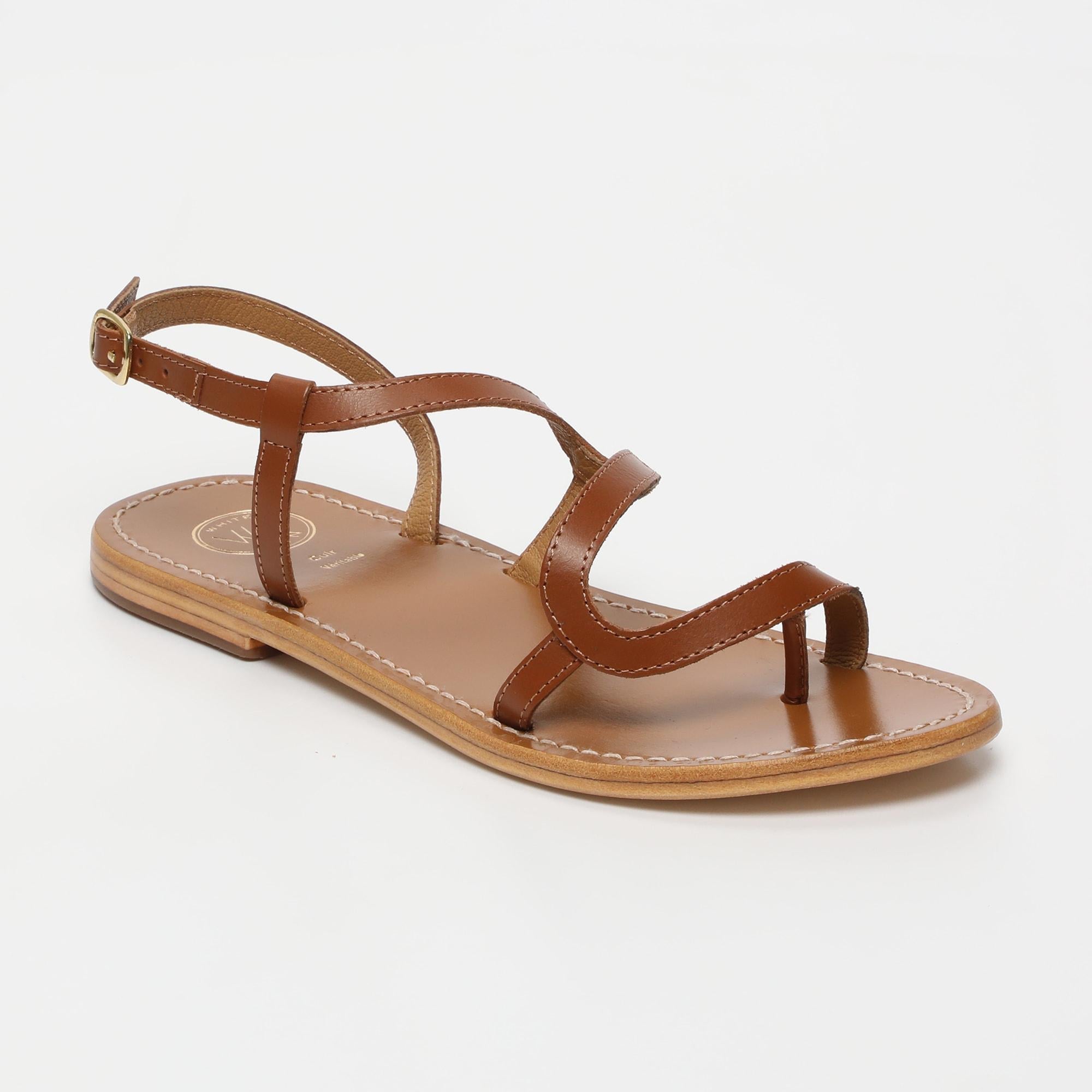 HOANI sandales entre doigt en cuir camel
